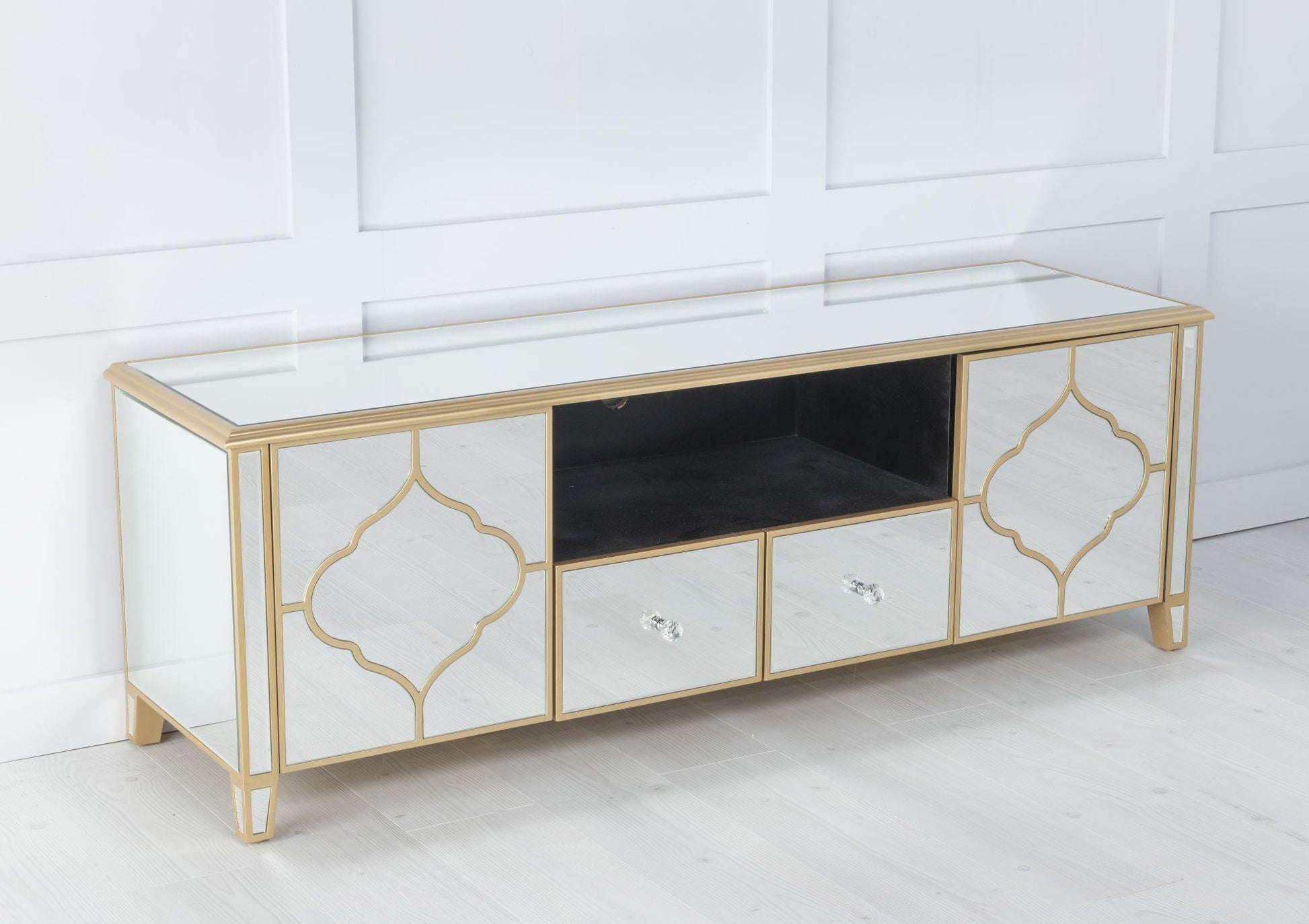 Cairo Mirrored Gold Trim TV Unit