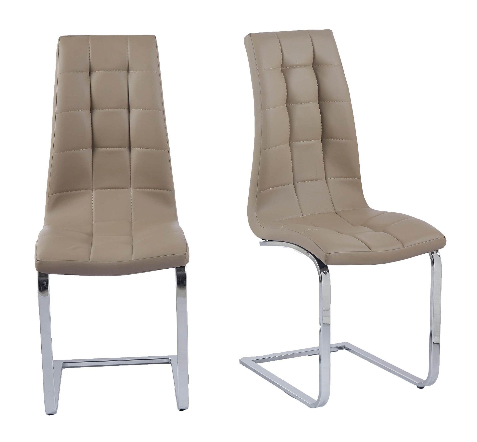 Delma Beige Faux Leather Dining Chair and Chrome Cantilever Base - Pair of 2