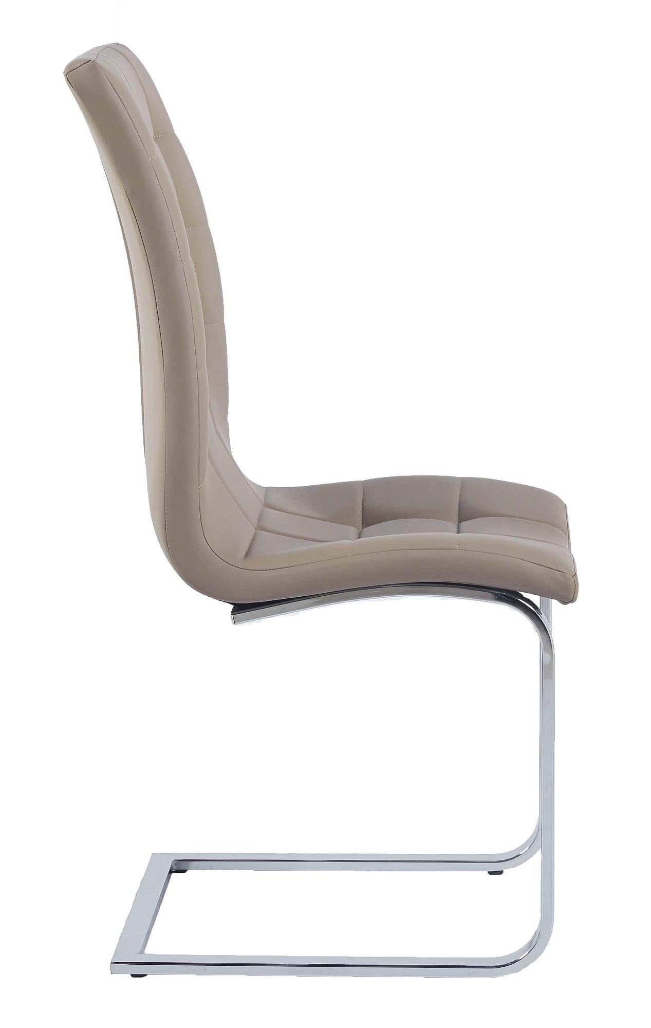 Delma Beige Faux Leather Dining Chair and Chrome Cantilever Base - Pair of 2