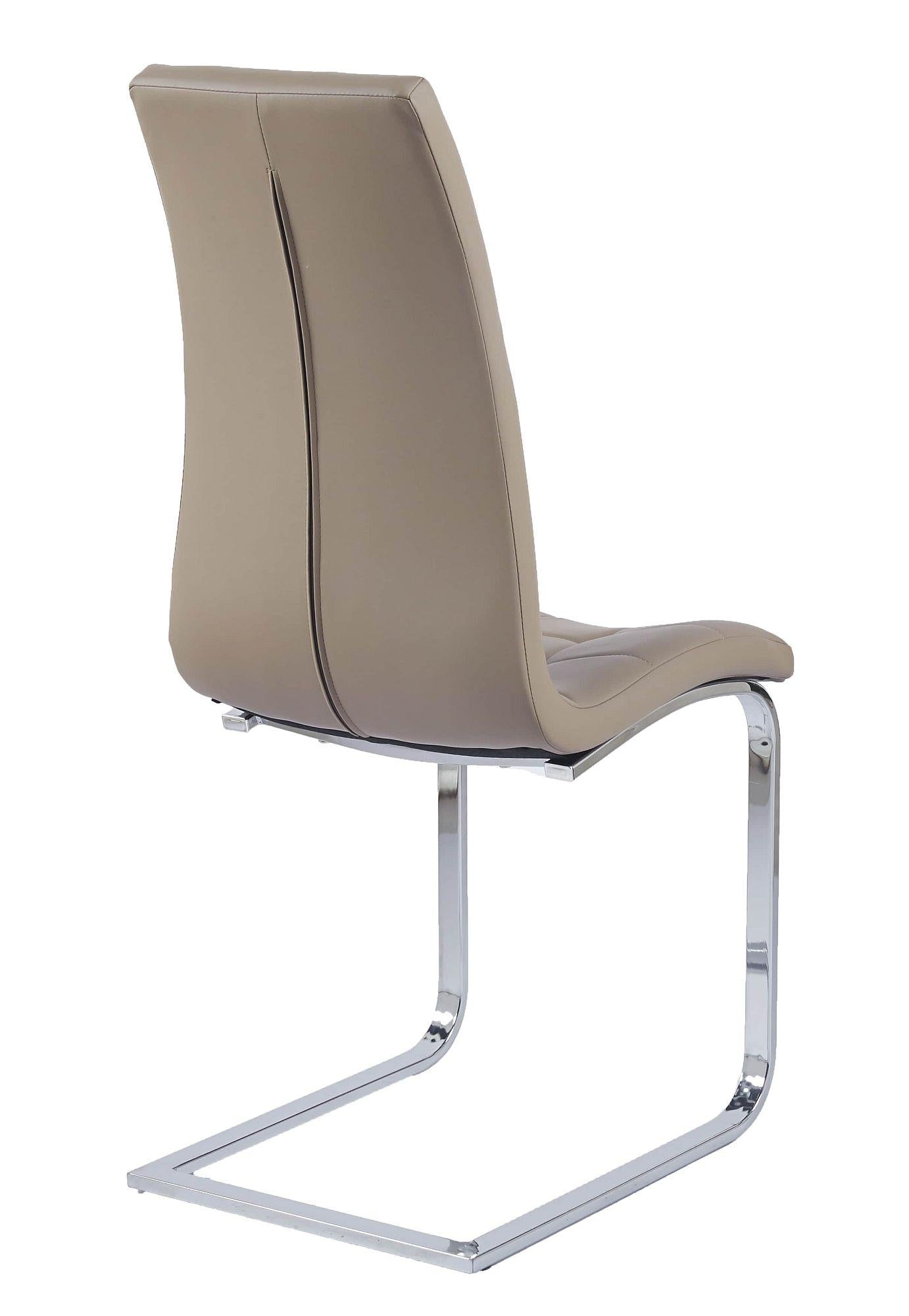 Delma Beige Faux Leather Dining Chair and Chrome Cantilever Base - Pair of 2