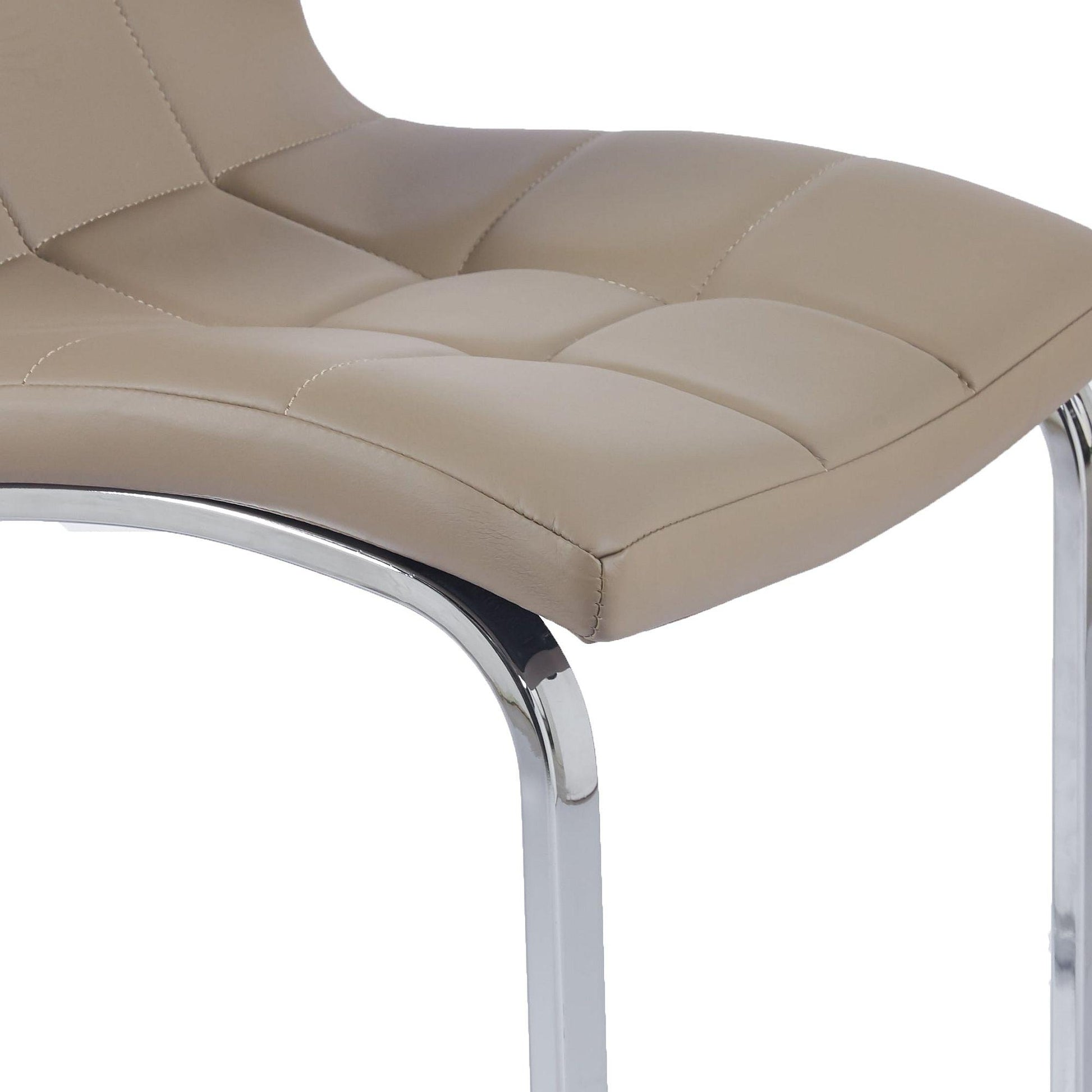 Delma Beige Faux Leather Dining Chair and Chrome Cantilever Base - Pair of 2