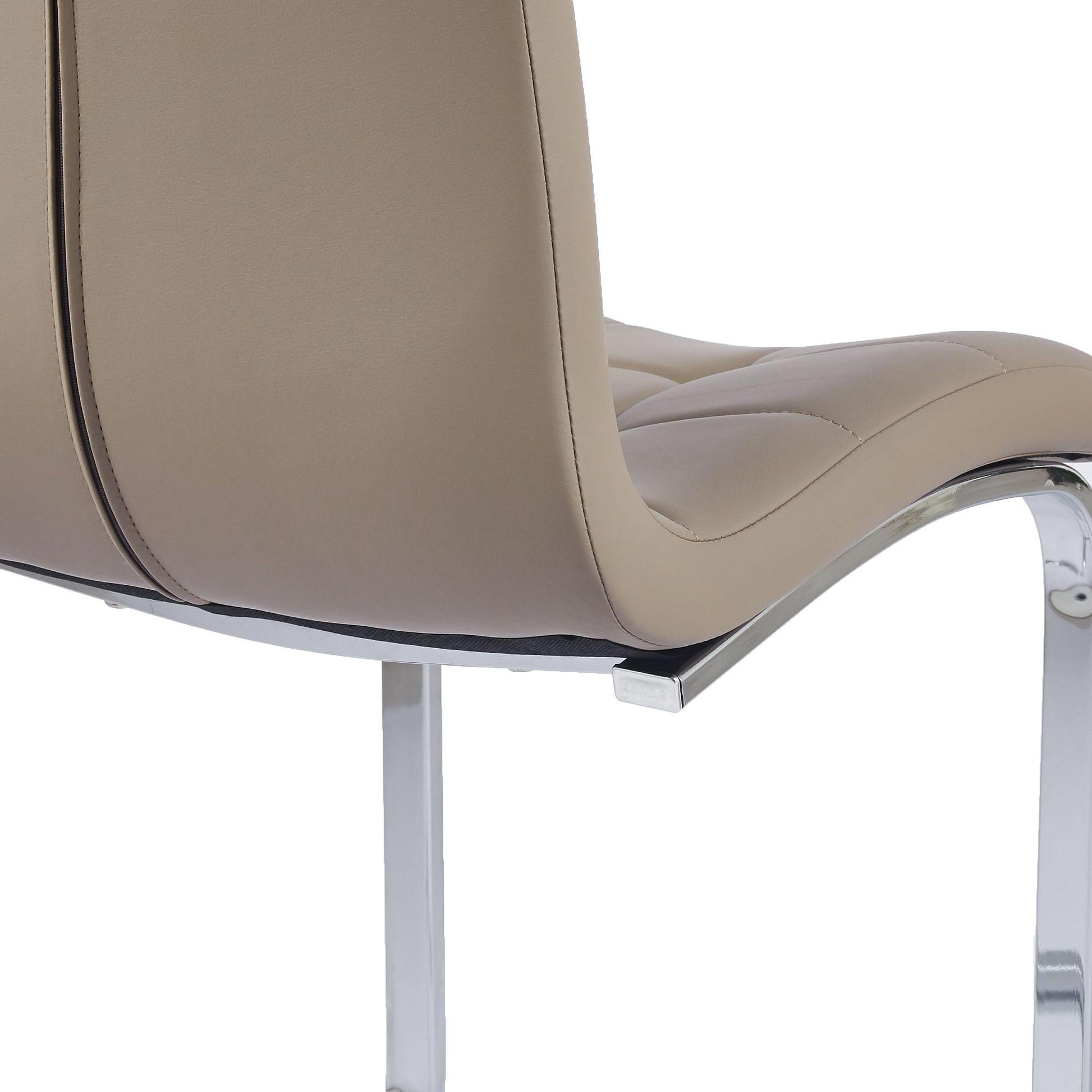 Delma Beige Faux Leather Dining Chair and Chrome Cantilever Base - Pair of 2