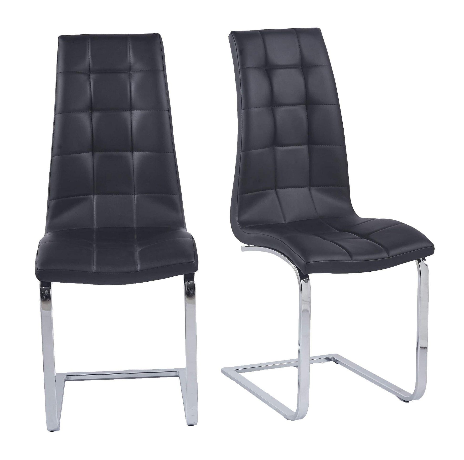 Delma Black Faux Leather Dining Chair and Chrome Cantilever Base - Pair of 2