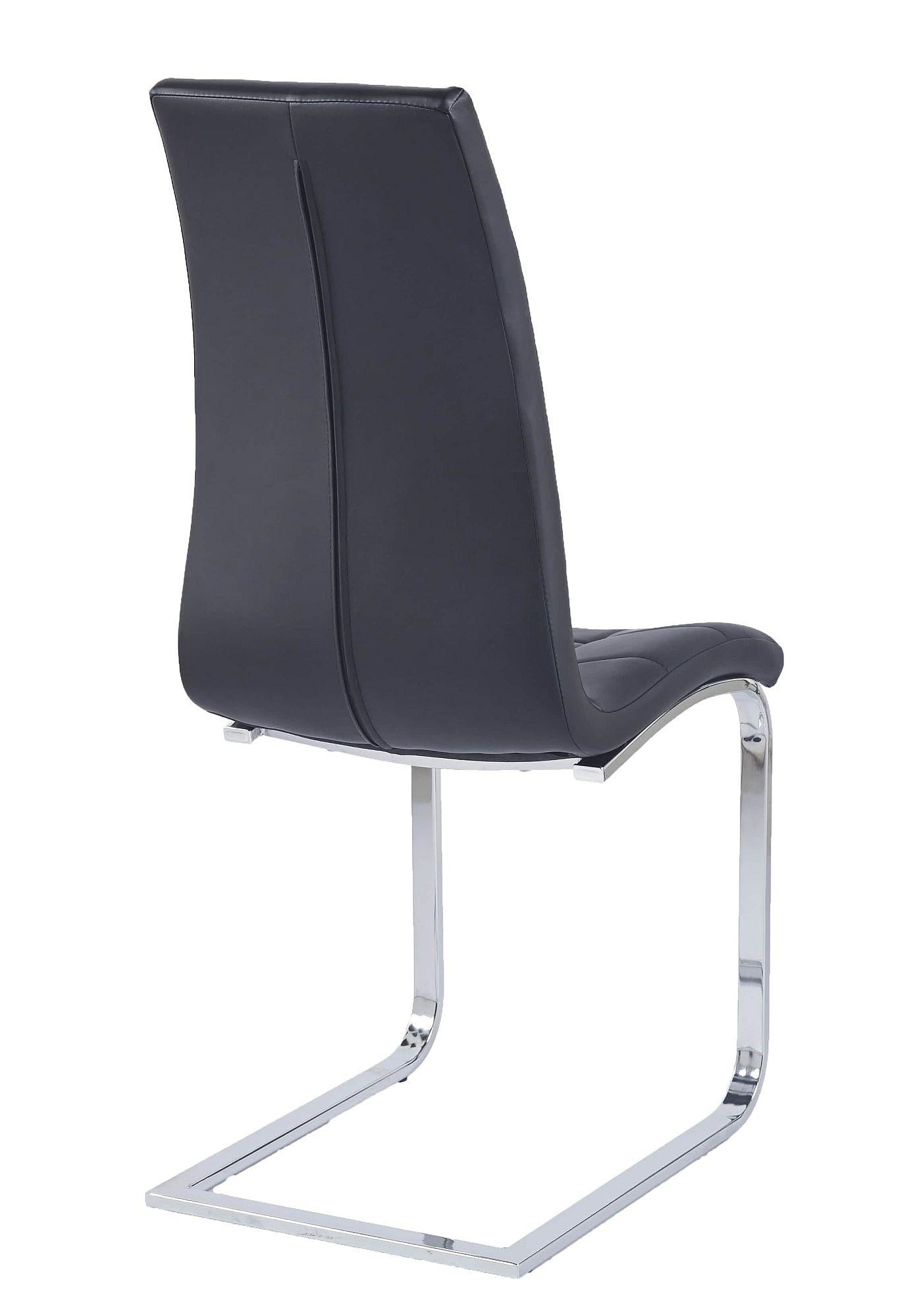 Delma Black Faux Leather Dining Chair and Chrome Cantilever Base - Pair of 2
