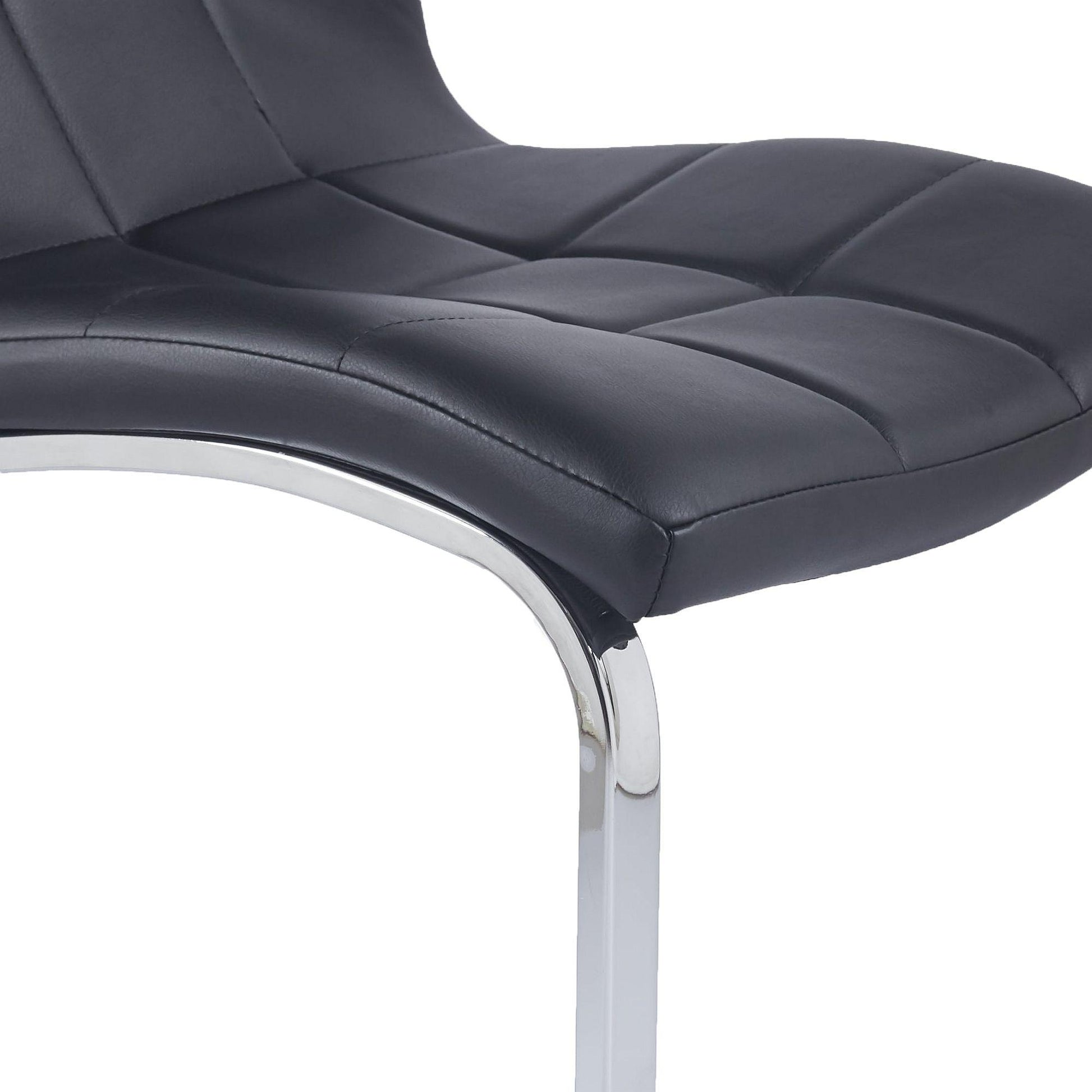 Delma Black Faux Leather Dining Chair and Chrome Cantilever Base - Pair of 2