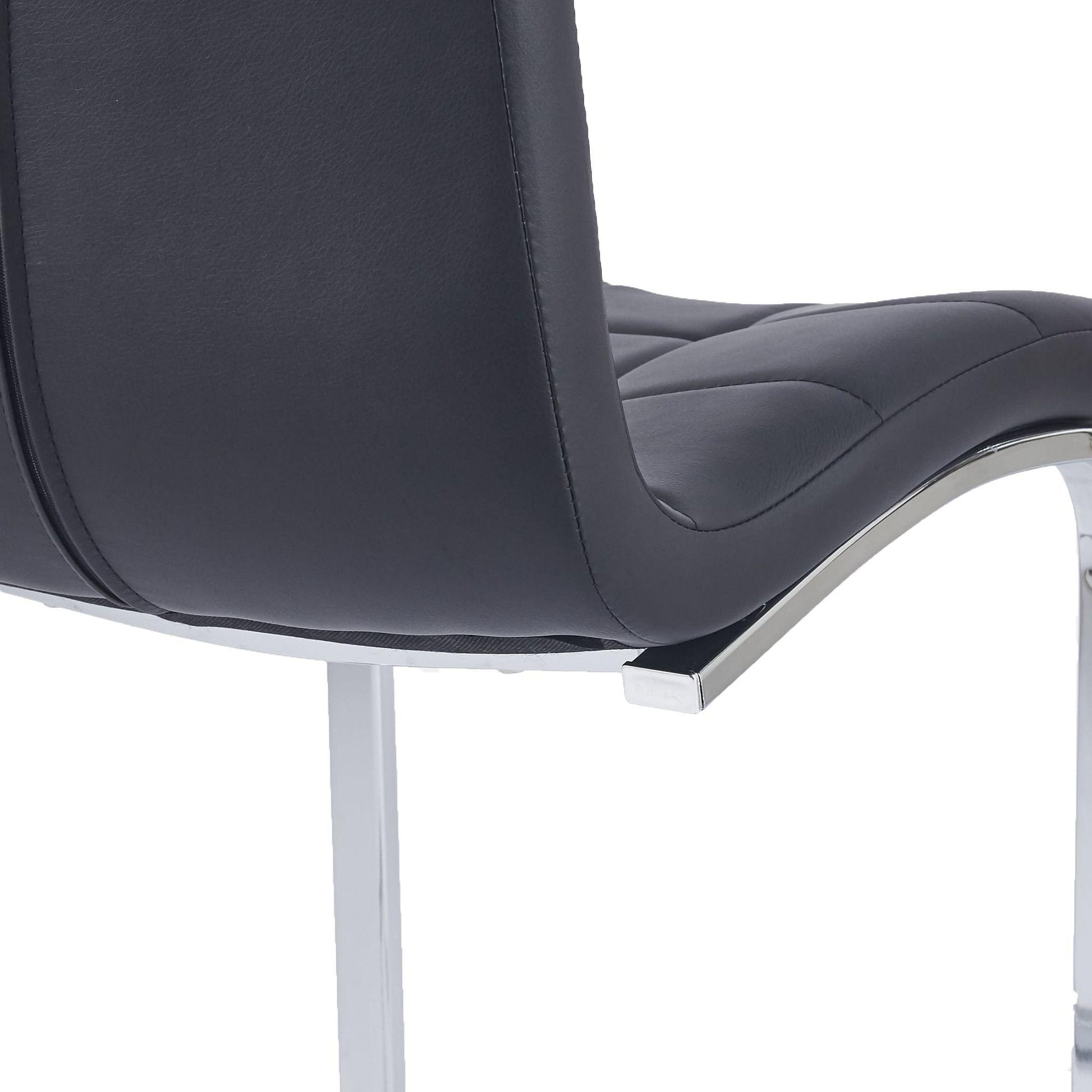Delma Black Faux Leather Dining Chair and Chrome Cantilever Base - Pair of 2