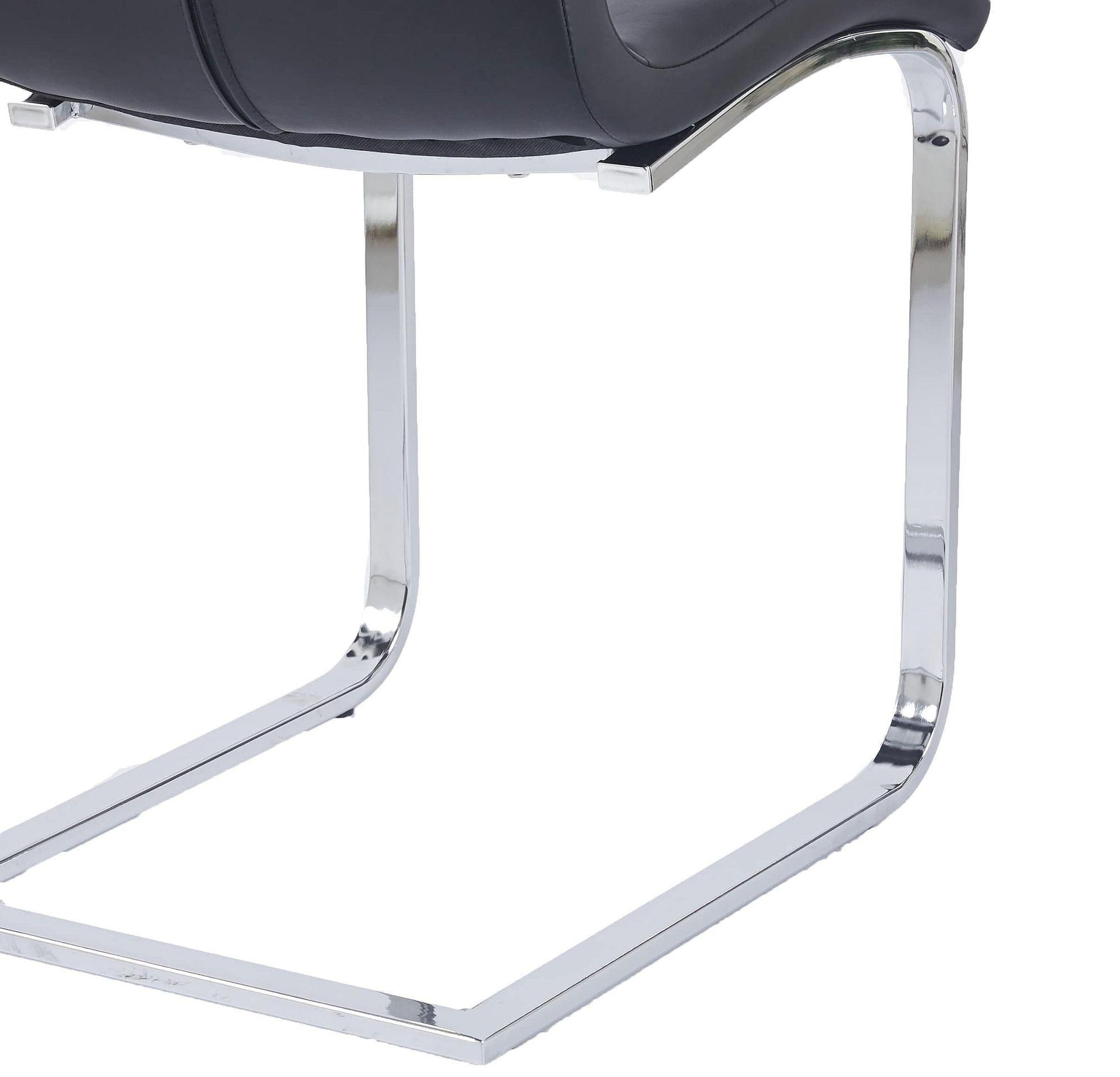 Delma Black Faux Leather Dining Chair and Chrome Cantilever Base - Pair of 2
