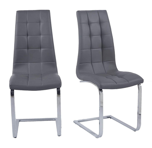 Delma Grey Faux Leather Dining Chair and Chrome Cantilever Base - Pair of 2