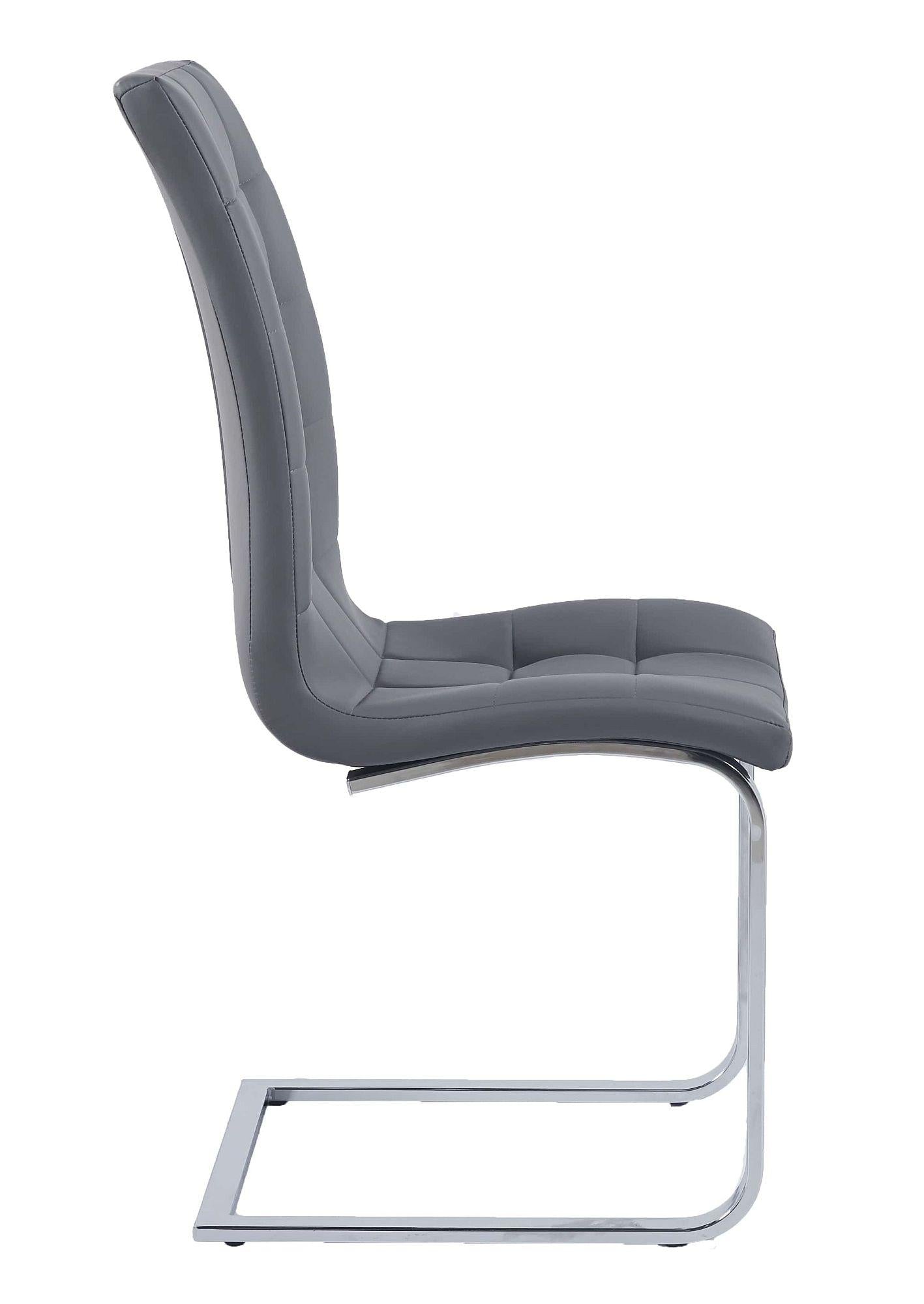 Delma Grey Faux Leather Dining Chair and Chrome Cantilever Base - Pair of 2