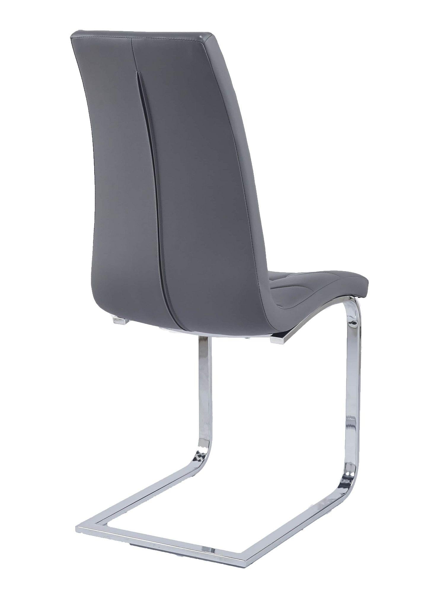 Delma Grey Faux Leather Dining Chair and Chrome Cantilever Base - Pair of 2