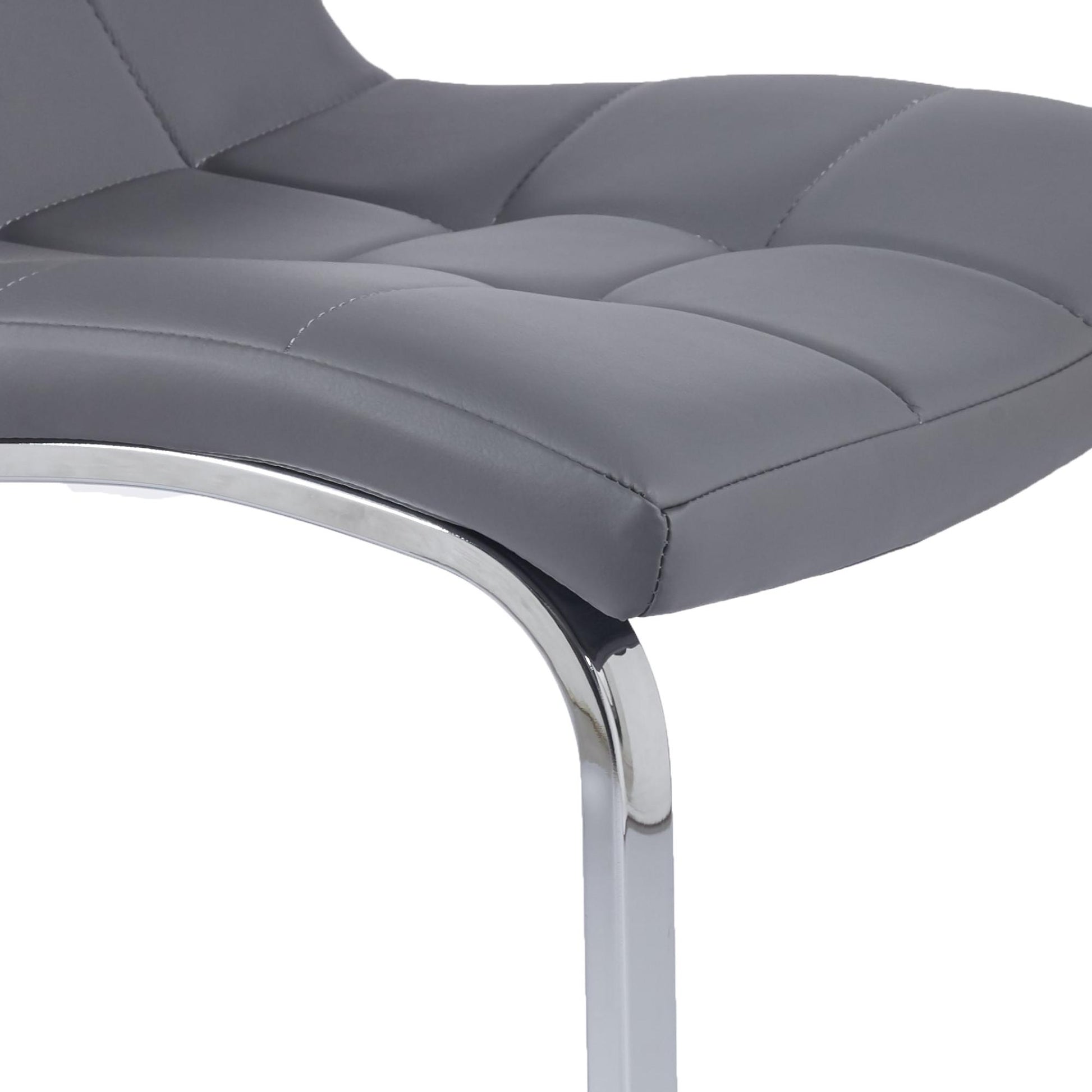 Delma Grey Faux Leather Dining Chair and Chrome Cantilever Base - Pair of 2