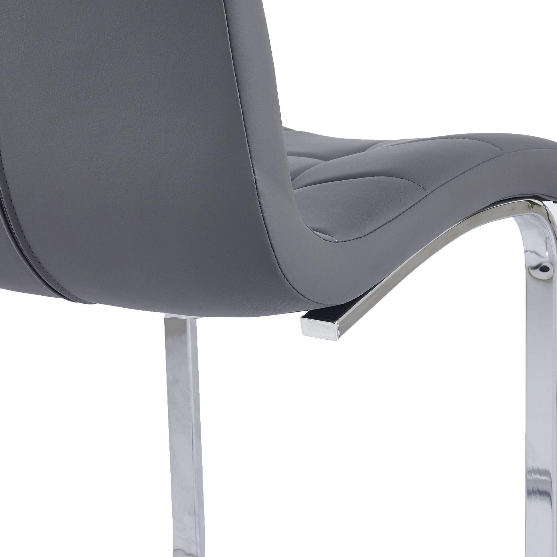 Delma Grey Faux Leather Dining Chair and Chrome Cantilever Base - Pair of 2