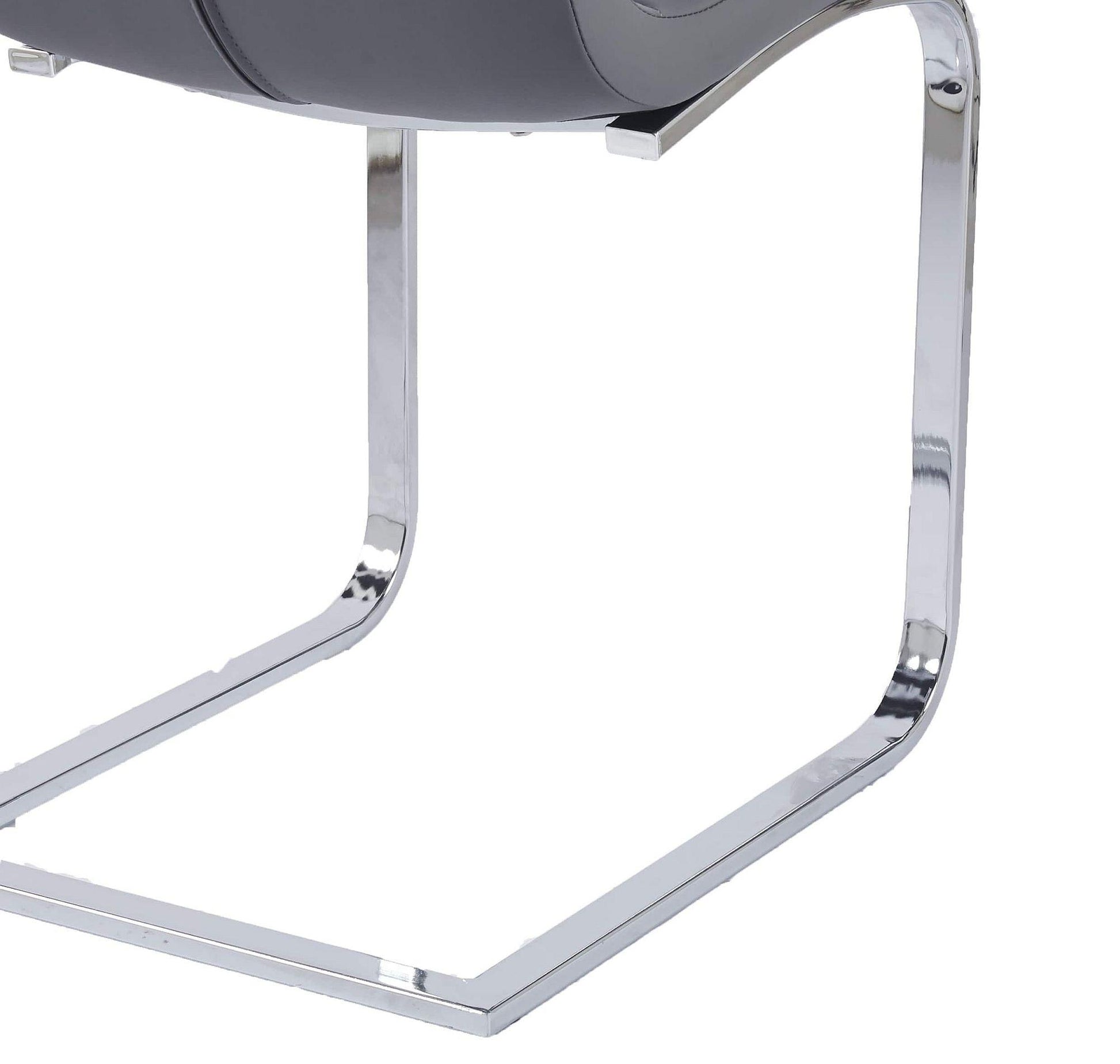 Delma Grey Faux Leather Dining Chair and Chrome Cantilever Base - Pair of 2