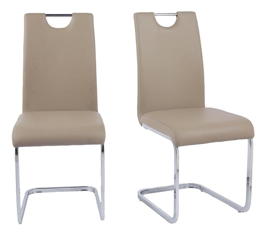 Argyle Beige Faux Leather Dining Chair and Chrome Cantilever Base - Pair of 2