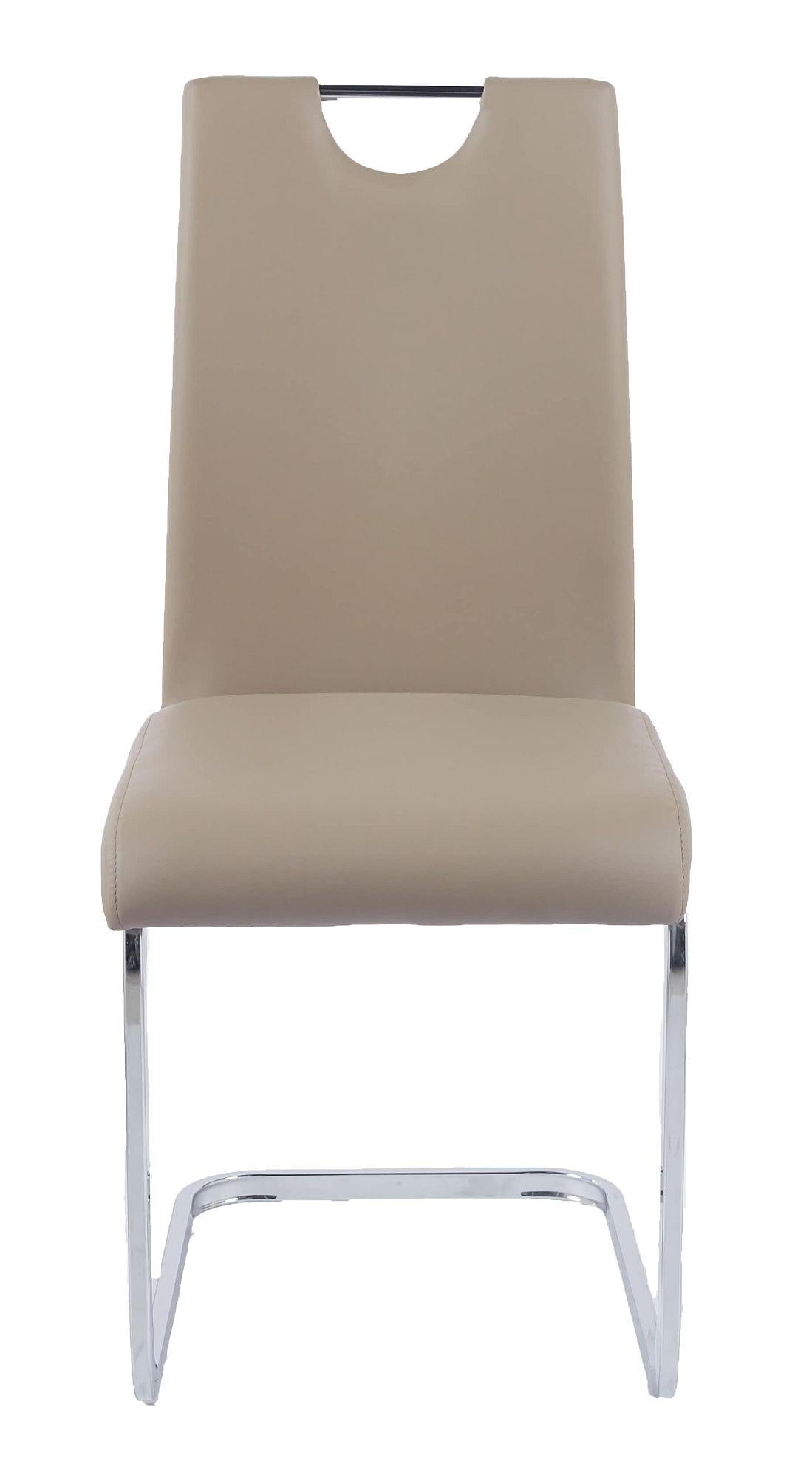 Argyle Beige Faux Leather Dining Chair and Chrome Cantilever Base - Pair of 2