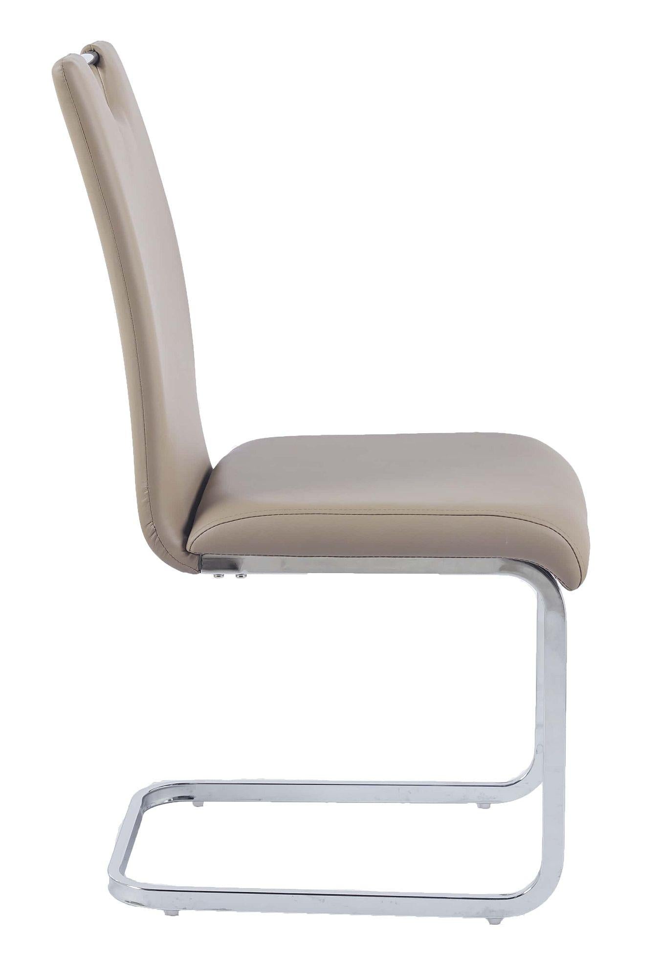 Argyle Beige Faux Leather Dining Chair and Chrome Cantilever Base - Pair of 2