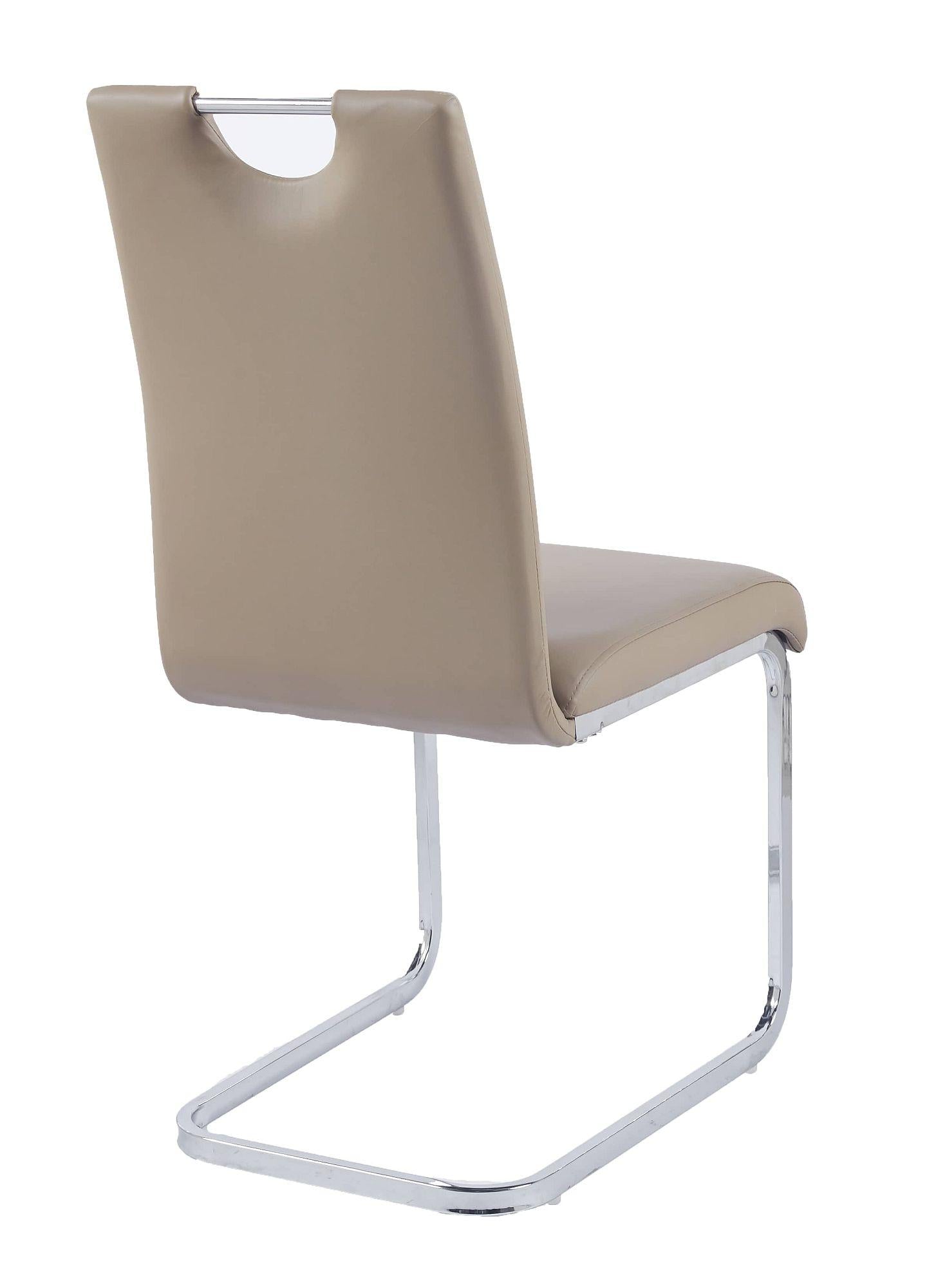 Argyle Beige Faux Leather Dining Chair and Chrome Cantilever Base - Pair of 2