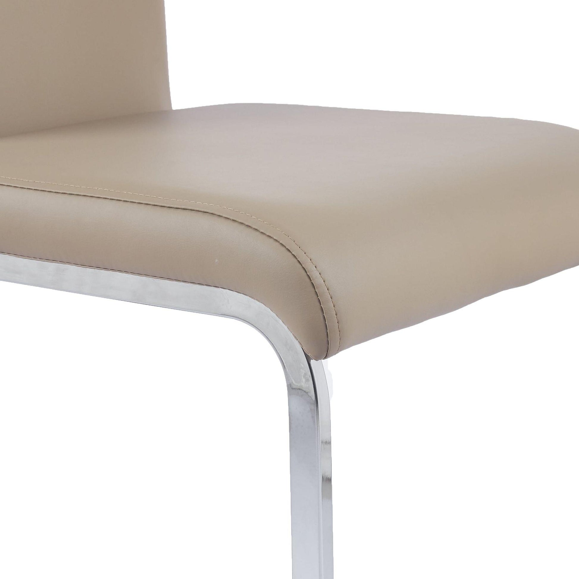 Argyle Beige Faux Leather Dining Chair and Chrome Cantilever Base - Pair of 2