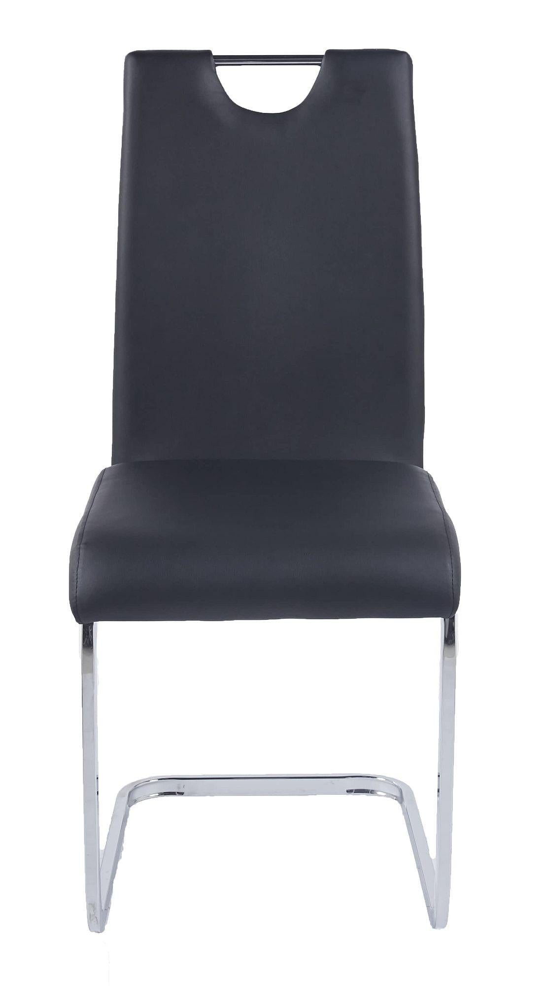 Argyle Black Faux Leather Dining Chair and Chrome Cantilever Base - Pair of 2