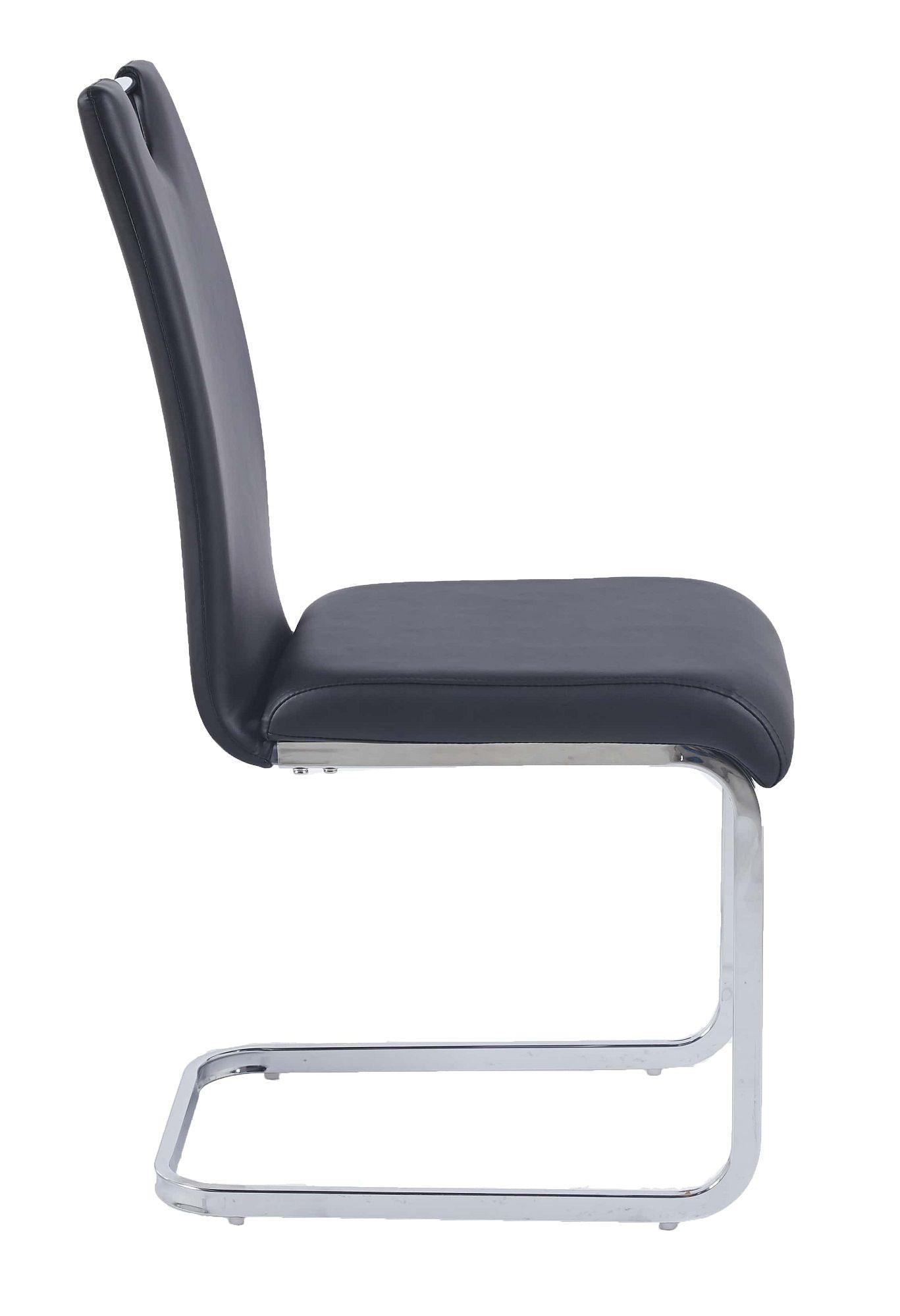 Argyle Black Faux Leather Dining Chair and Chrome Cantilever Base - Pair of 2