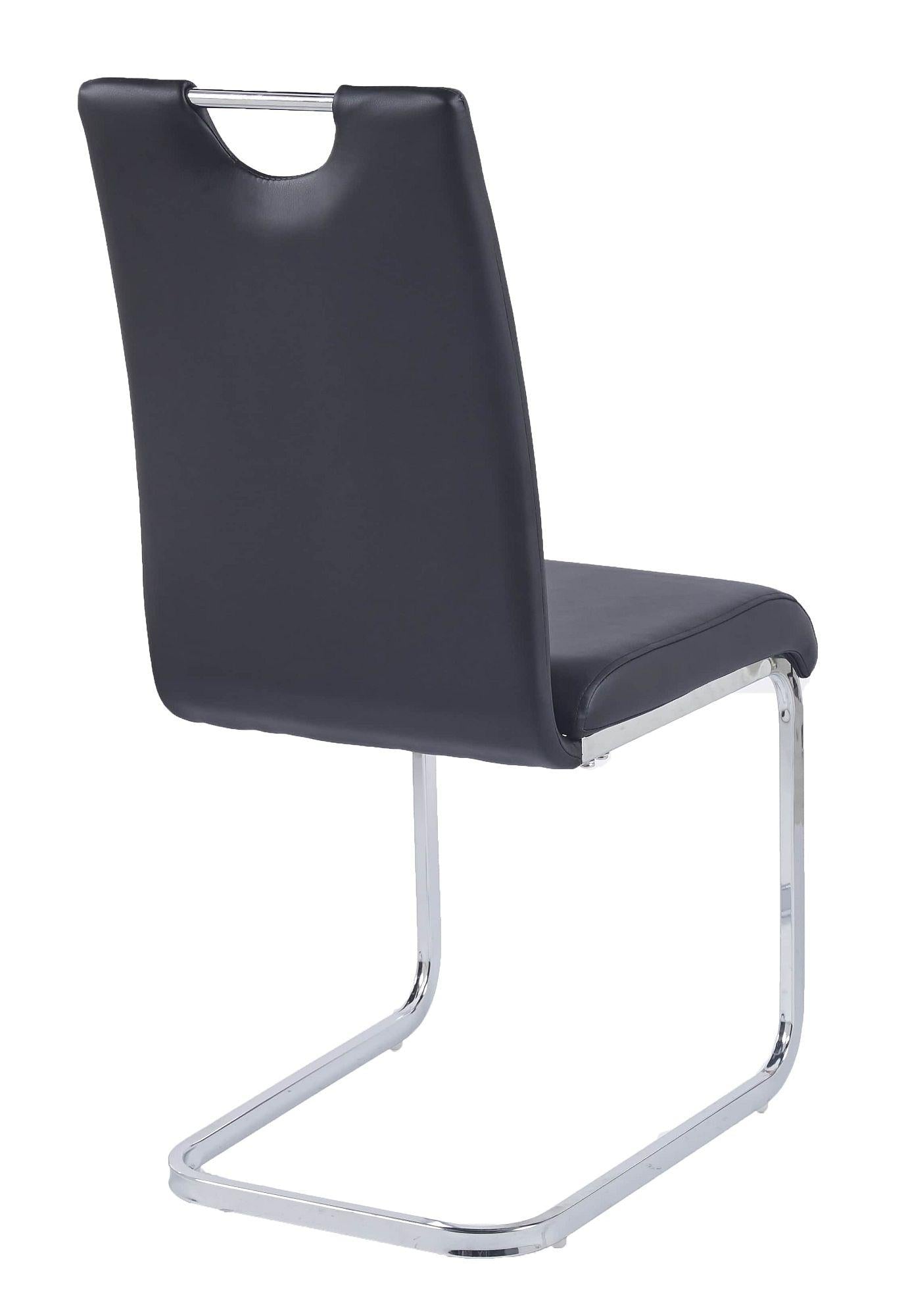Argyle Black Faux Leather Dining Chair and Chrome Cantilever Base - Pair of 2