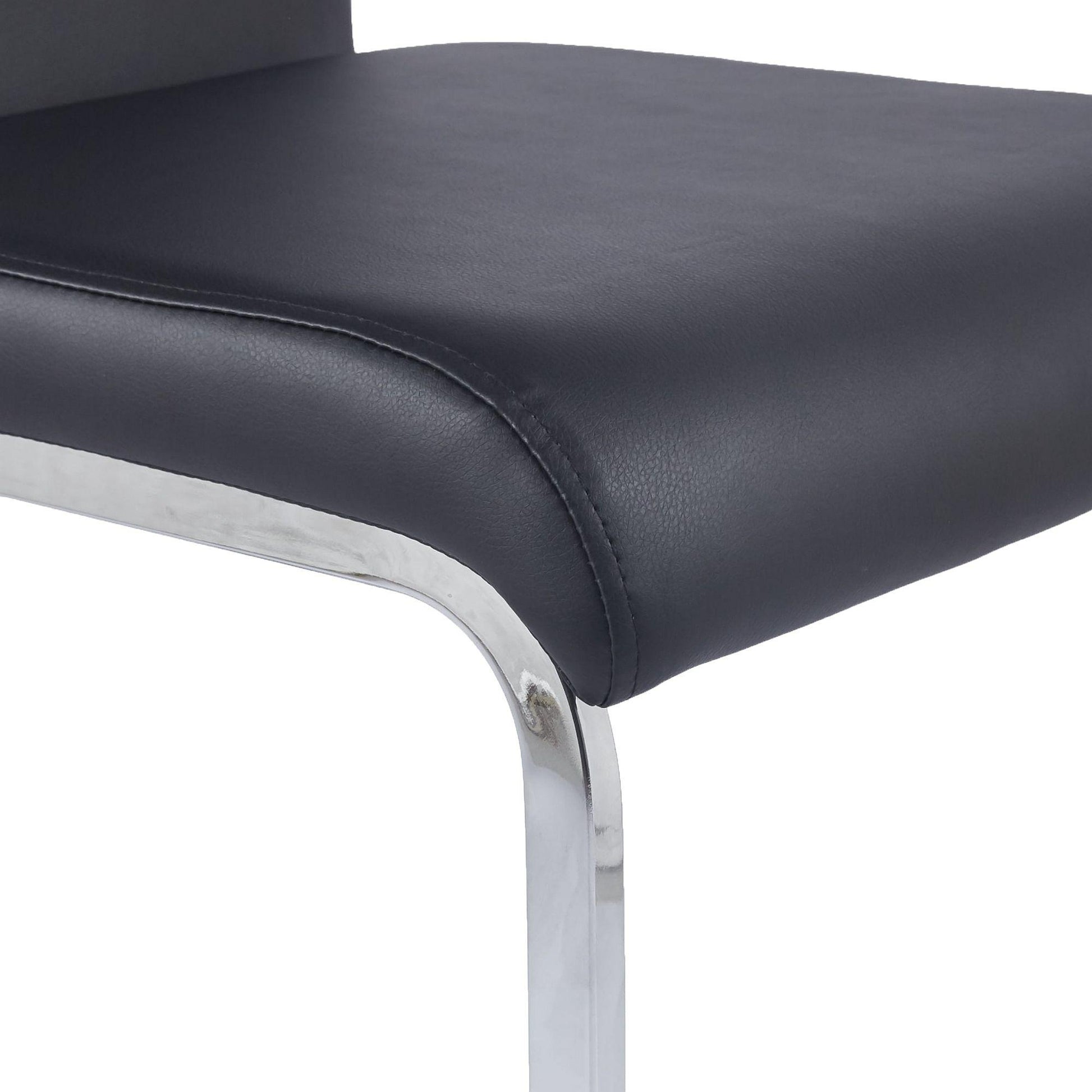 Argyle Black Faux Leather Dining Chair and Chrome Cantilever Base - Pair of 2