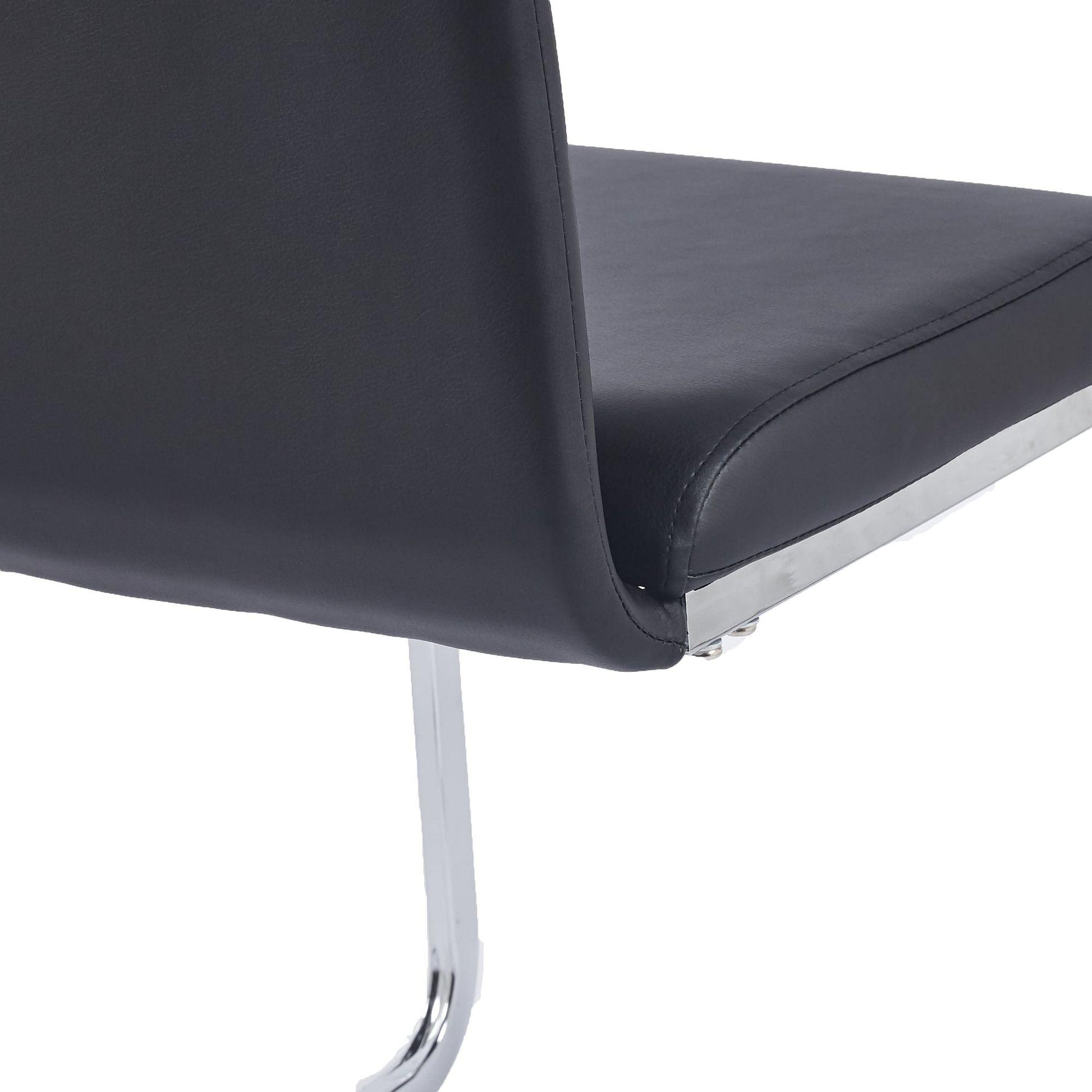 Argyle Black Faux Leather Dining Chair and Chrome Cantilever Base - Pair of 2