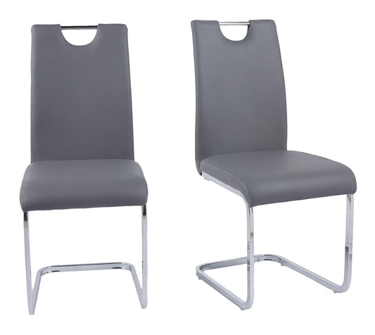 Argyle Grey Faux Leather Dining Chair and Chrome Cantilever Base - Pair of 2