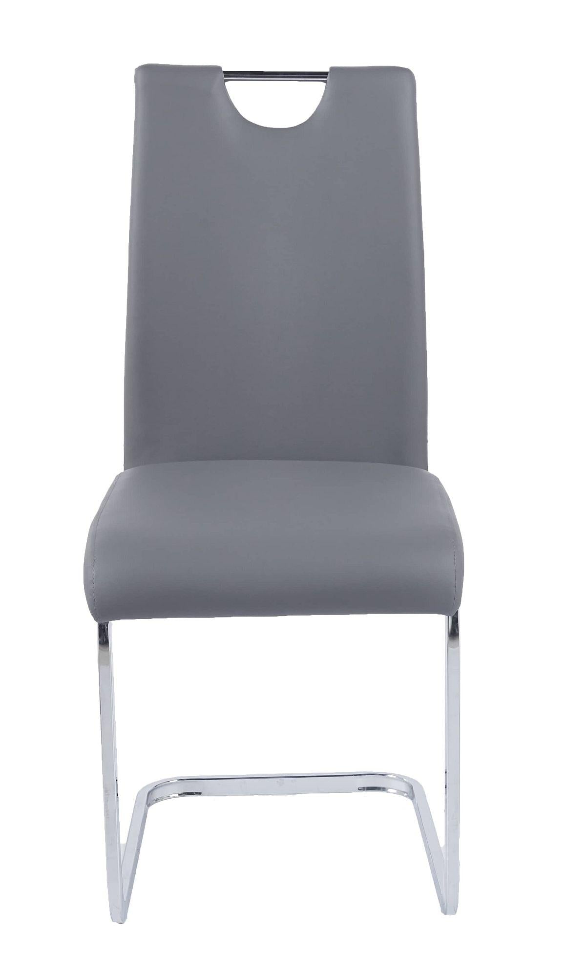 Argyle Grey Faux Leather Dining Chair and Chrome Cantilever Base - Pair of 2