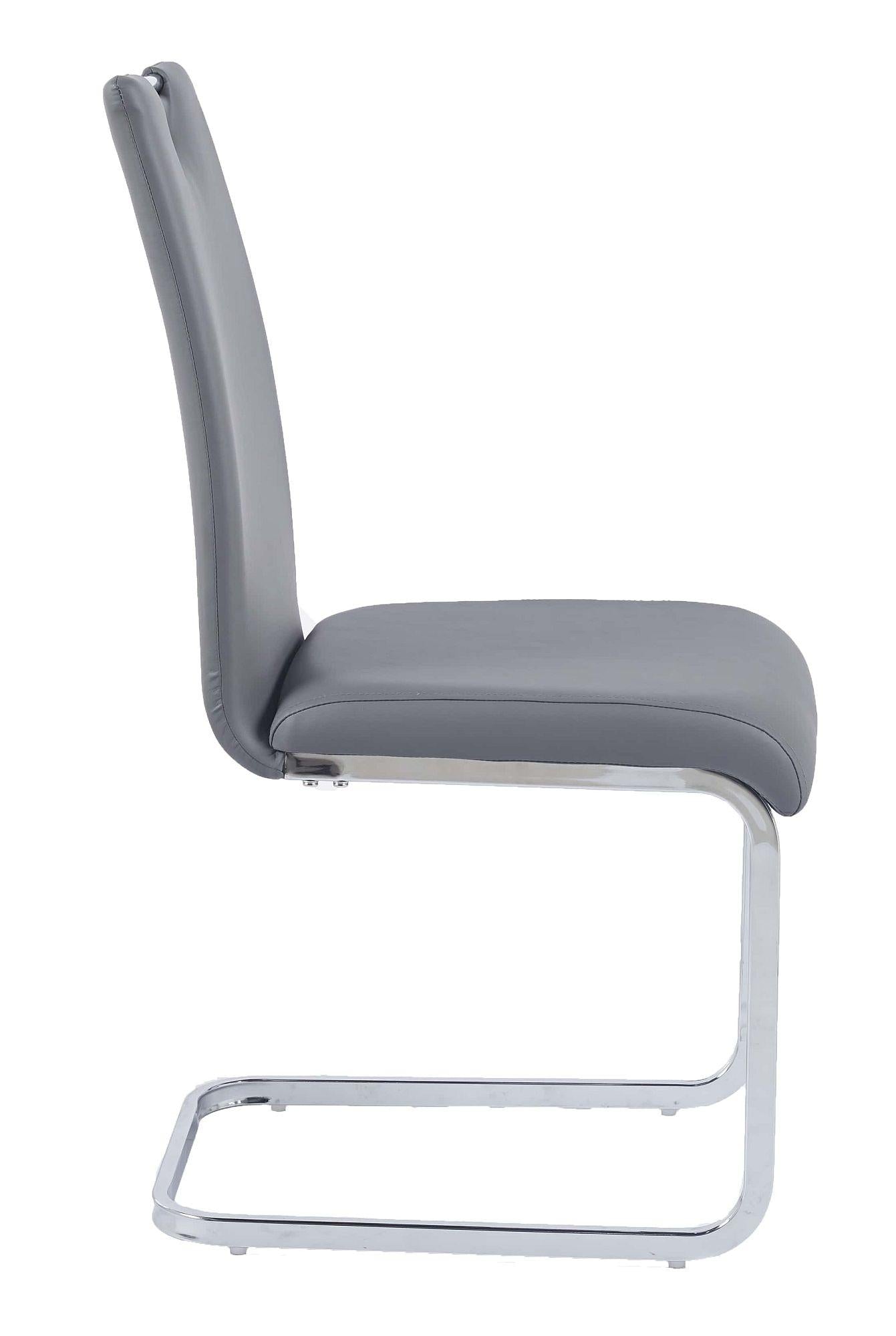Argyle Grey Faux Leather Dining Chair and Chrome Cantilever Base - Pair of 2