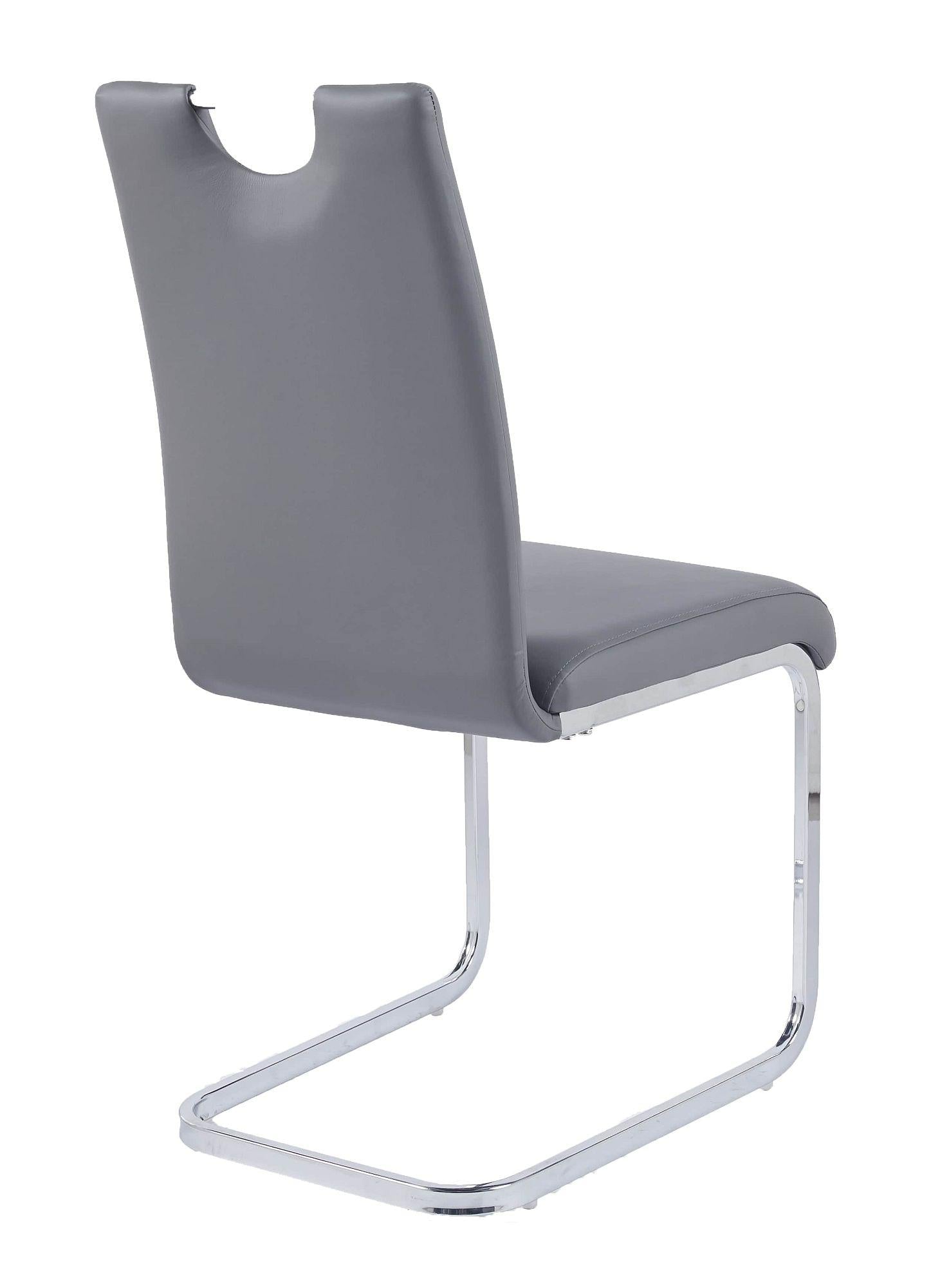 Argyle Grey Faux Leather Dining Chair and Chrome Cantilever Base - Pair of 2