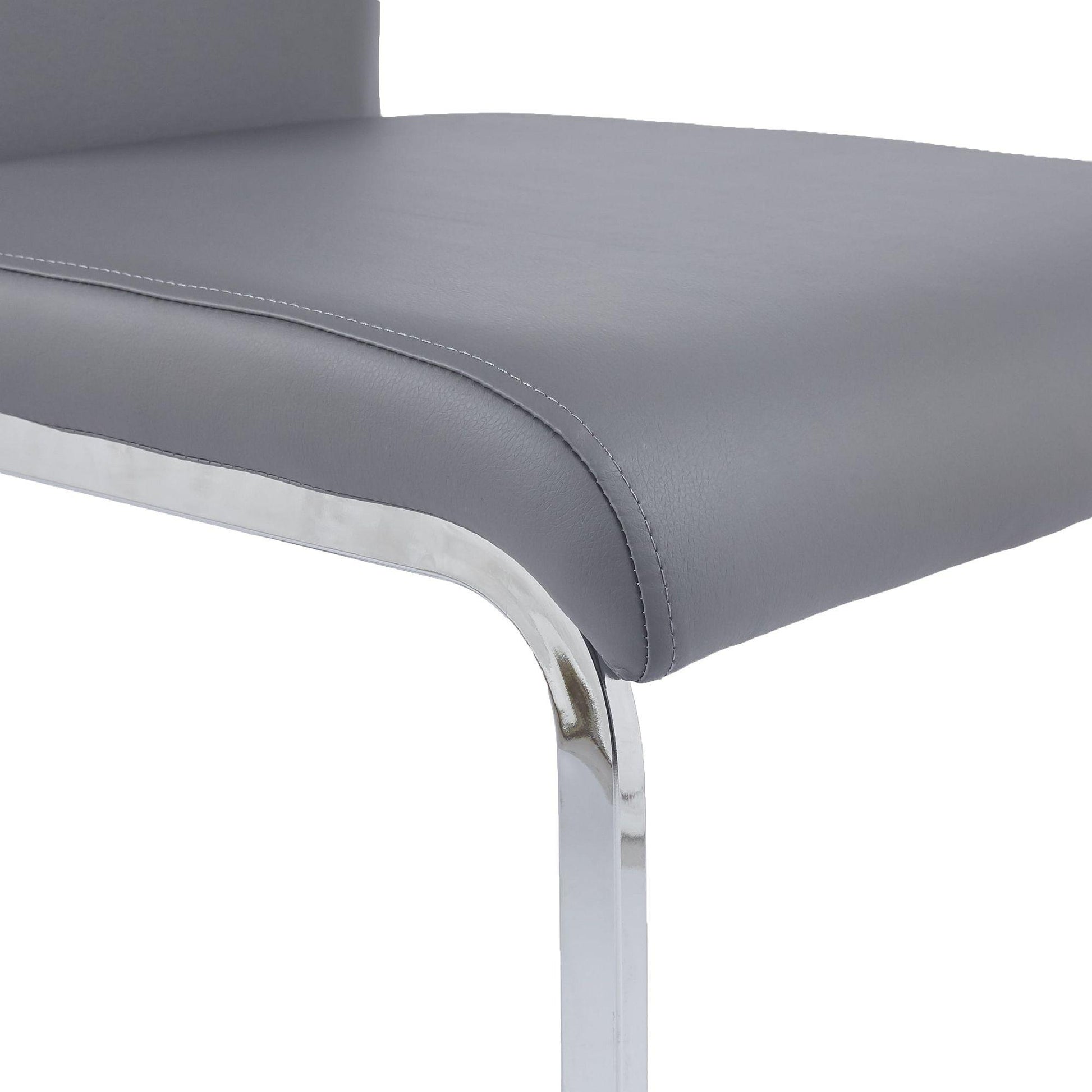 Argyle Grey Faux Leather Dining Chair and Chrome Cantilever Base - Pair of 2