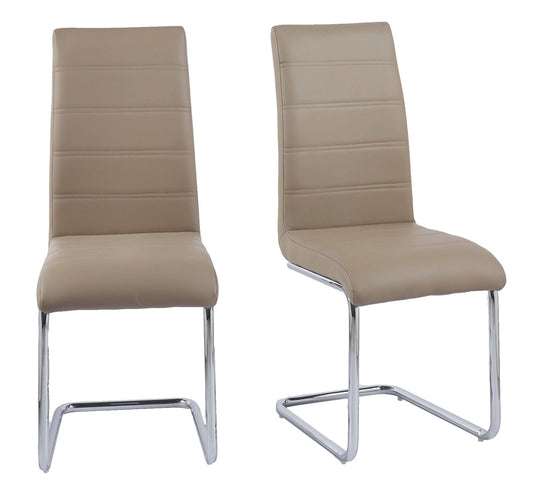 Holm Beige Faux Leather Dining Chair and Chrome Cantilever Base - Pair of 2