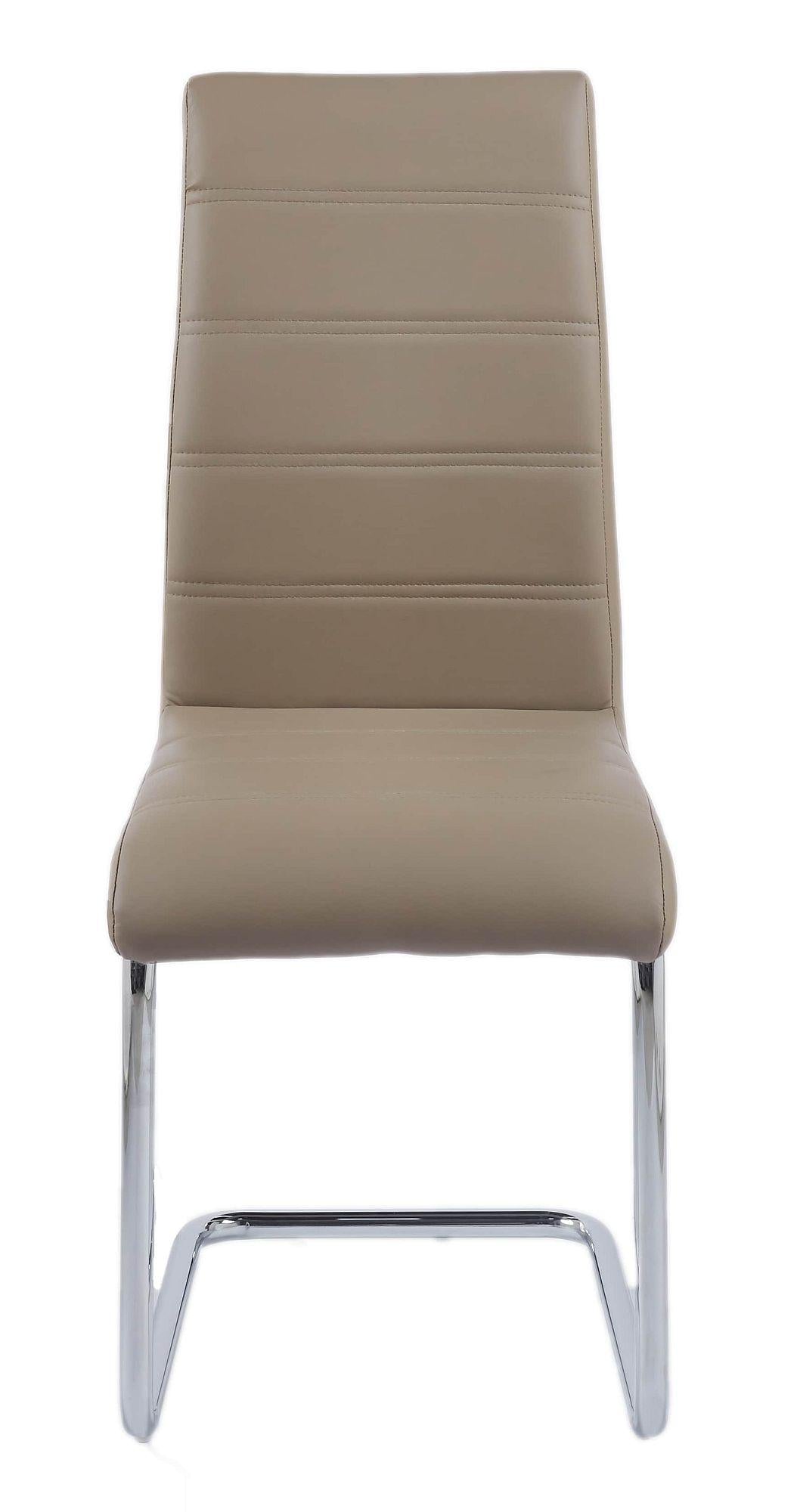Holm Beige Faux Leather Dining Chair and Chrome Cantilever Base - Pair of 2