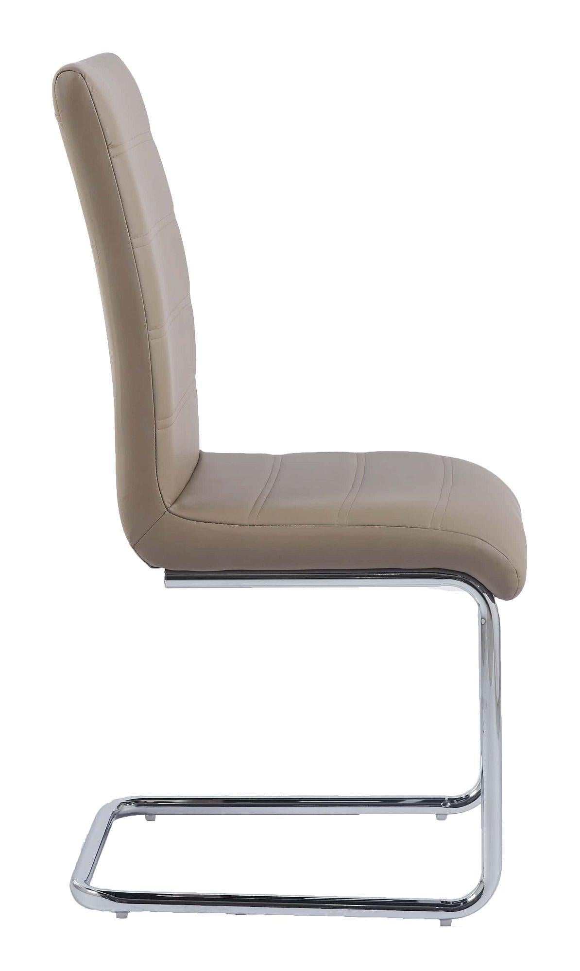 Holm Beige Faux Leather Dining Chair and Chrome Cantilever Base - Pair of 2