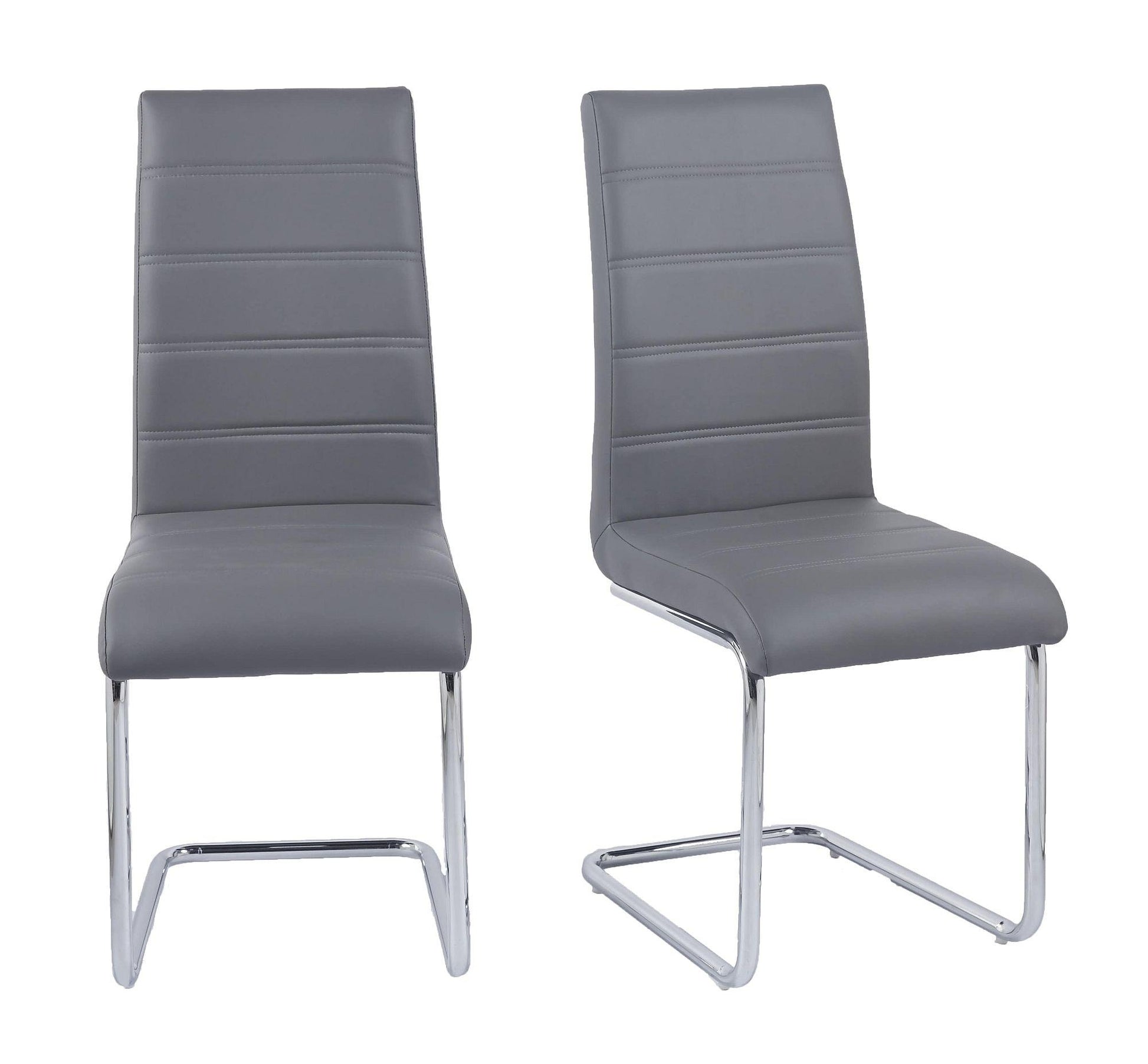 Holm Grey Faux Leather Dining Chair and Chrome Cantilever Base - Pair of 2