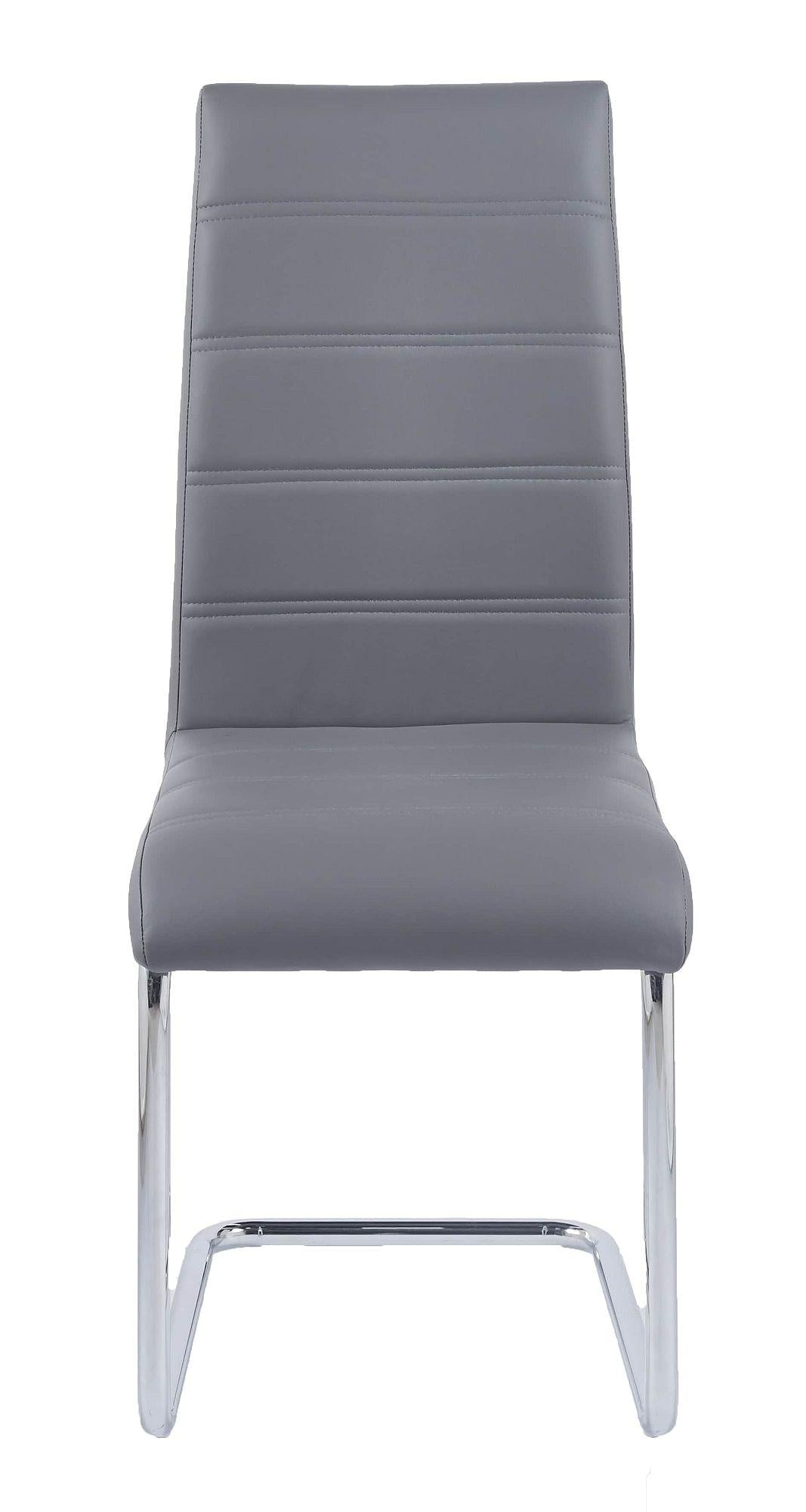 Holm Grey Faux Leather Dining Chair and Chrome Cantilever Base - Pair of 2