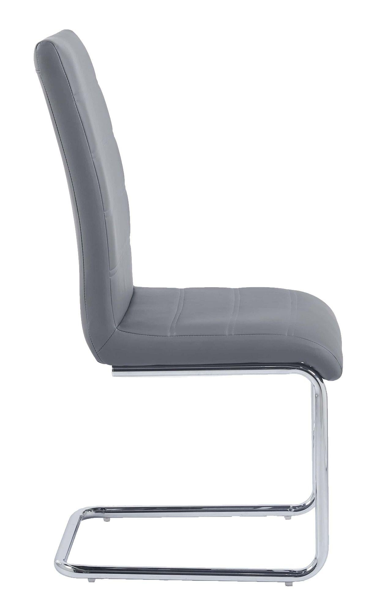 Holm Grey Faux Leather Dining Chair and Chrome Cantilever Base - Pair of 2