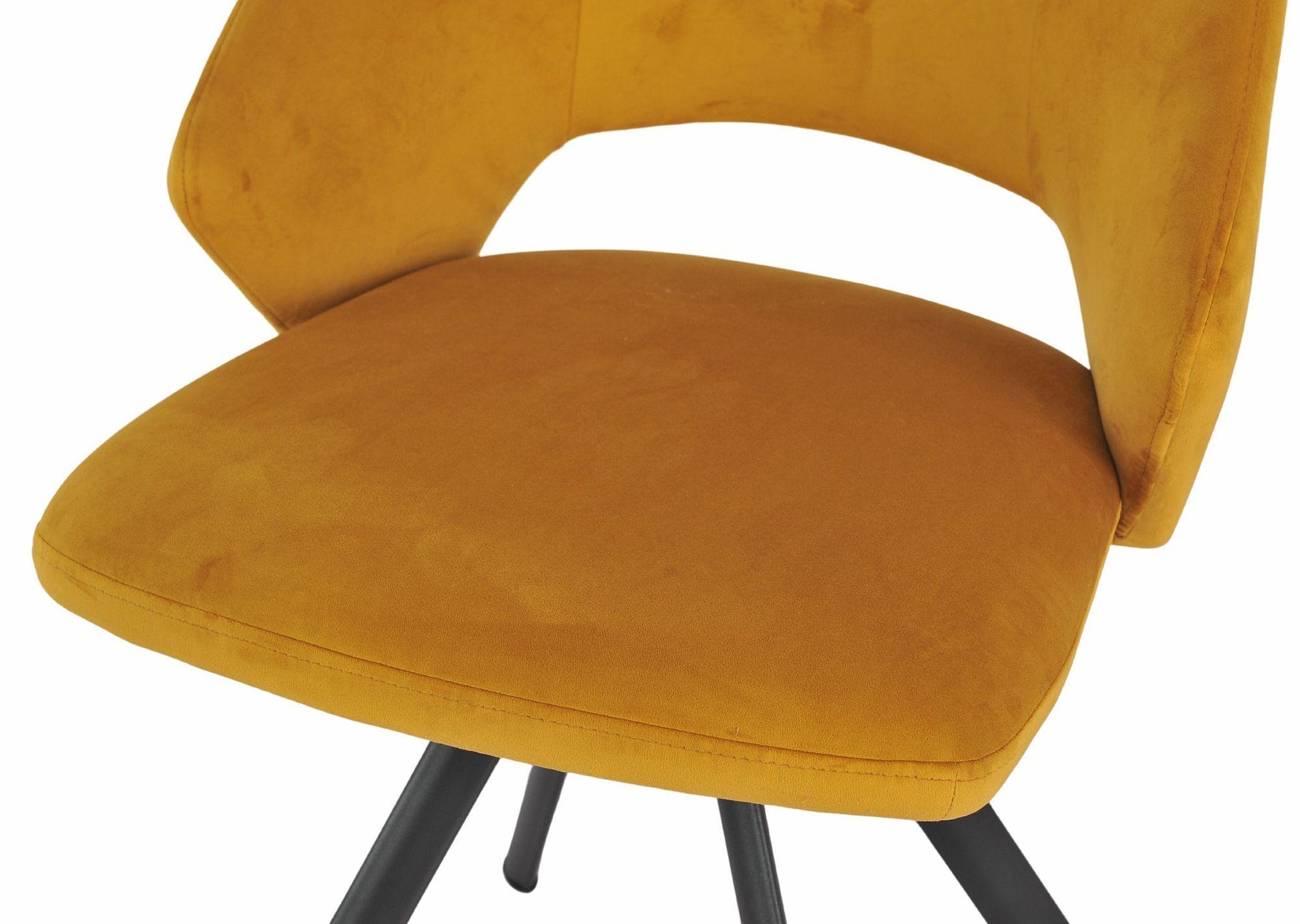 Juno Mustard Velvet Fabric Swivel Dining Chair with Black Legs - Pair of 2