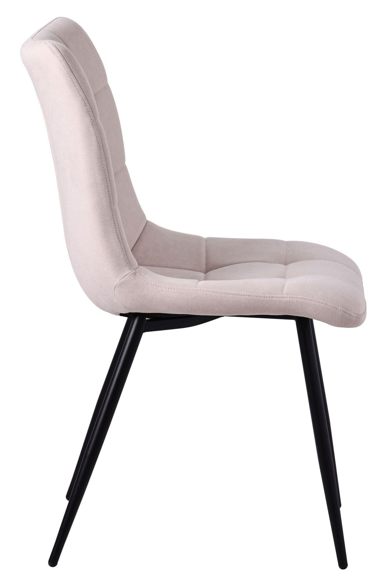Elba Dining Chairs in Beige Fabric and Black Metal Legs - Pair of 2