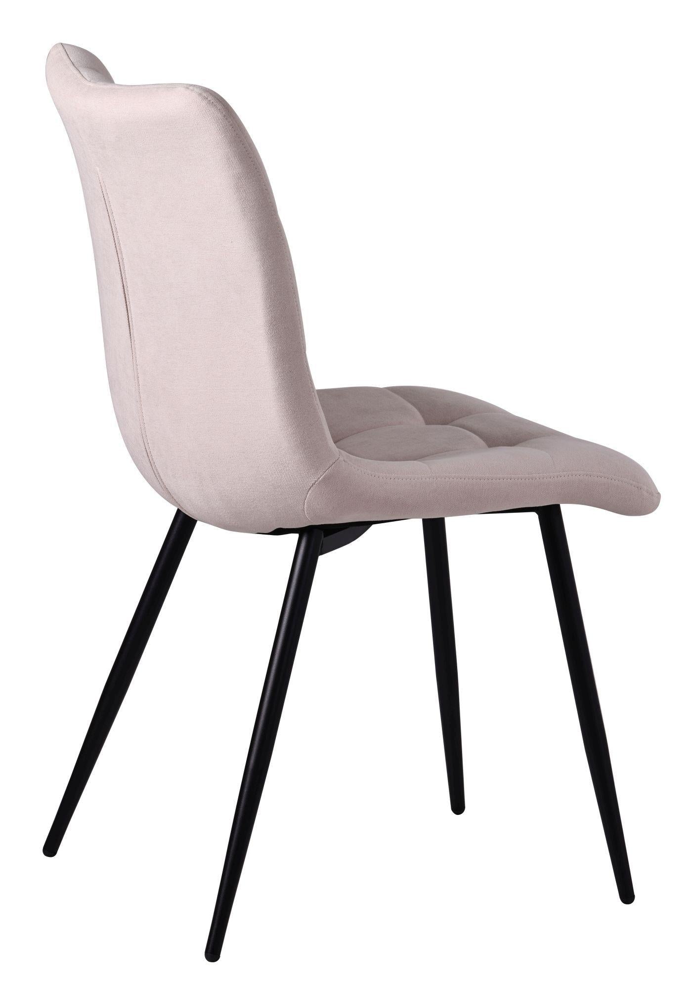 Elba Dining Chairs in Beige Fabric and Black Metal Legs - Pair of 2