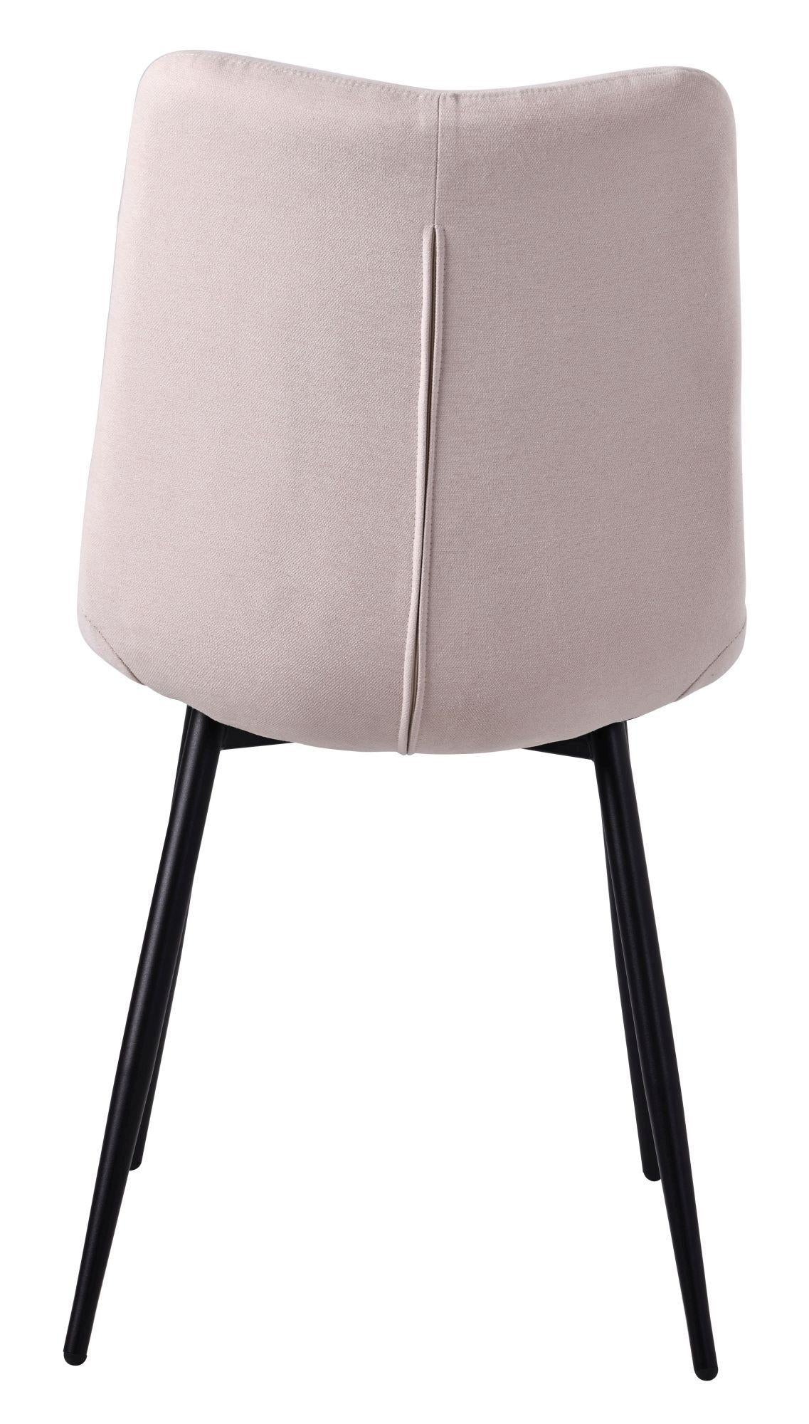 Elba Dining Chairs in Beige Fabric and Black Metal Legs - Pair of 2