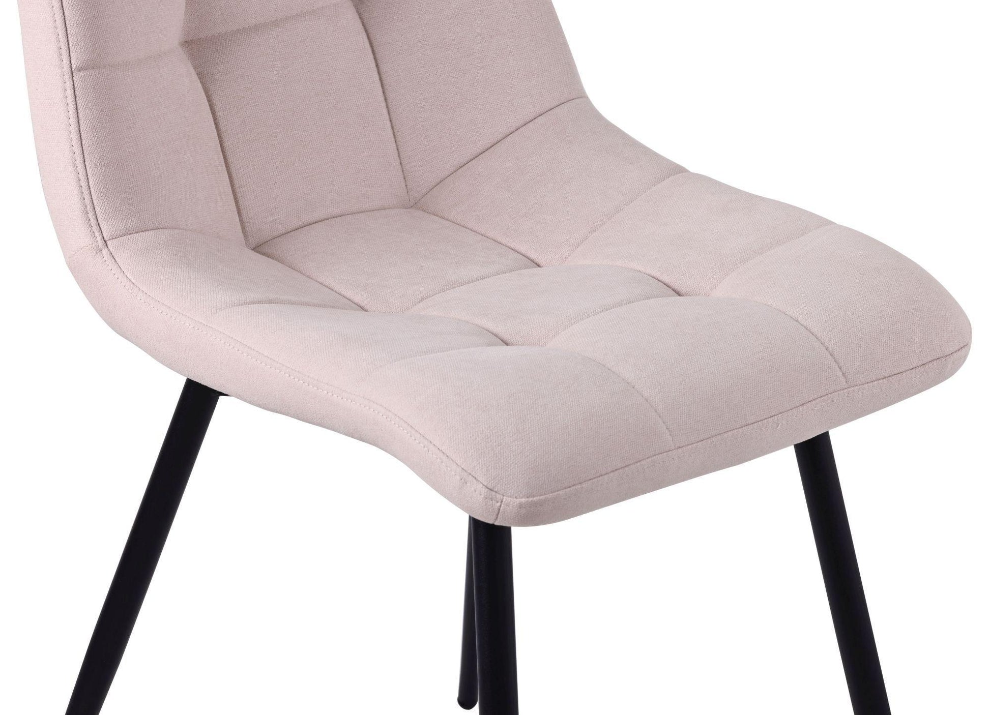 Elba Dining Chairs in Beige Fabric and Black Metal Legs - Pair of 2