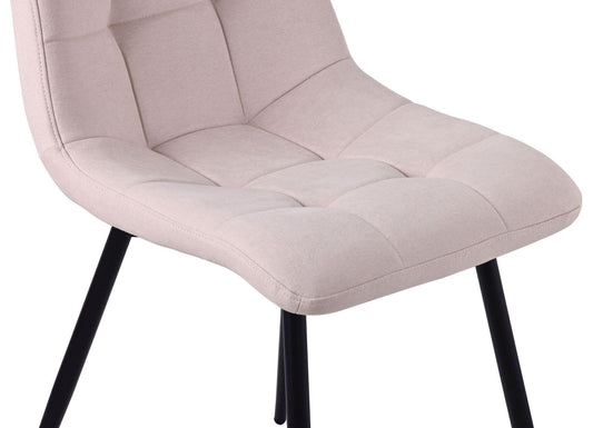 Elba Dining Chairs in Beige Fabric and Black Metal Legs - Pair of 2