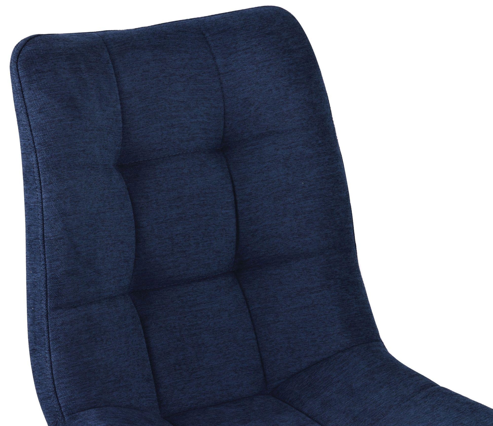 Elba Dining Chairs in Blue Fabric and Black Metal Legs - Pair of 2