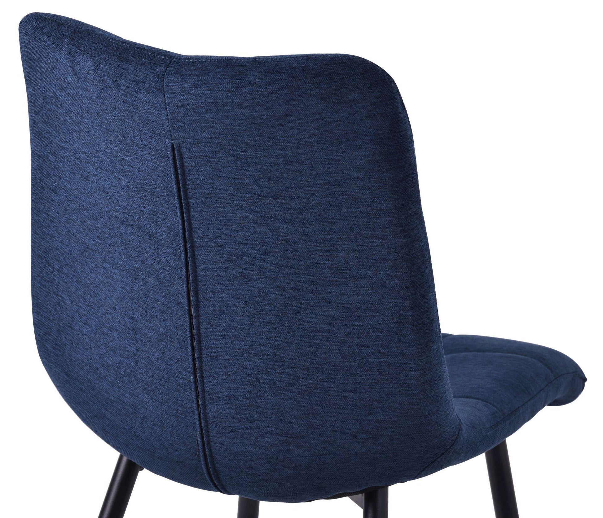 Elba Dining Chairs in Blue Fabric and Black Metal Legs - Pair of 2