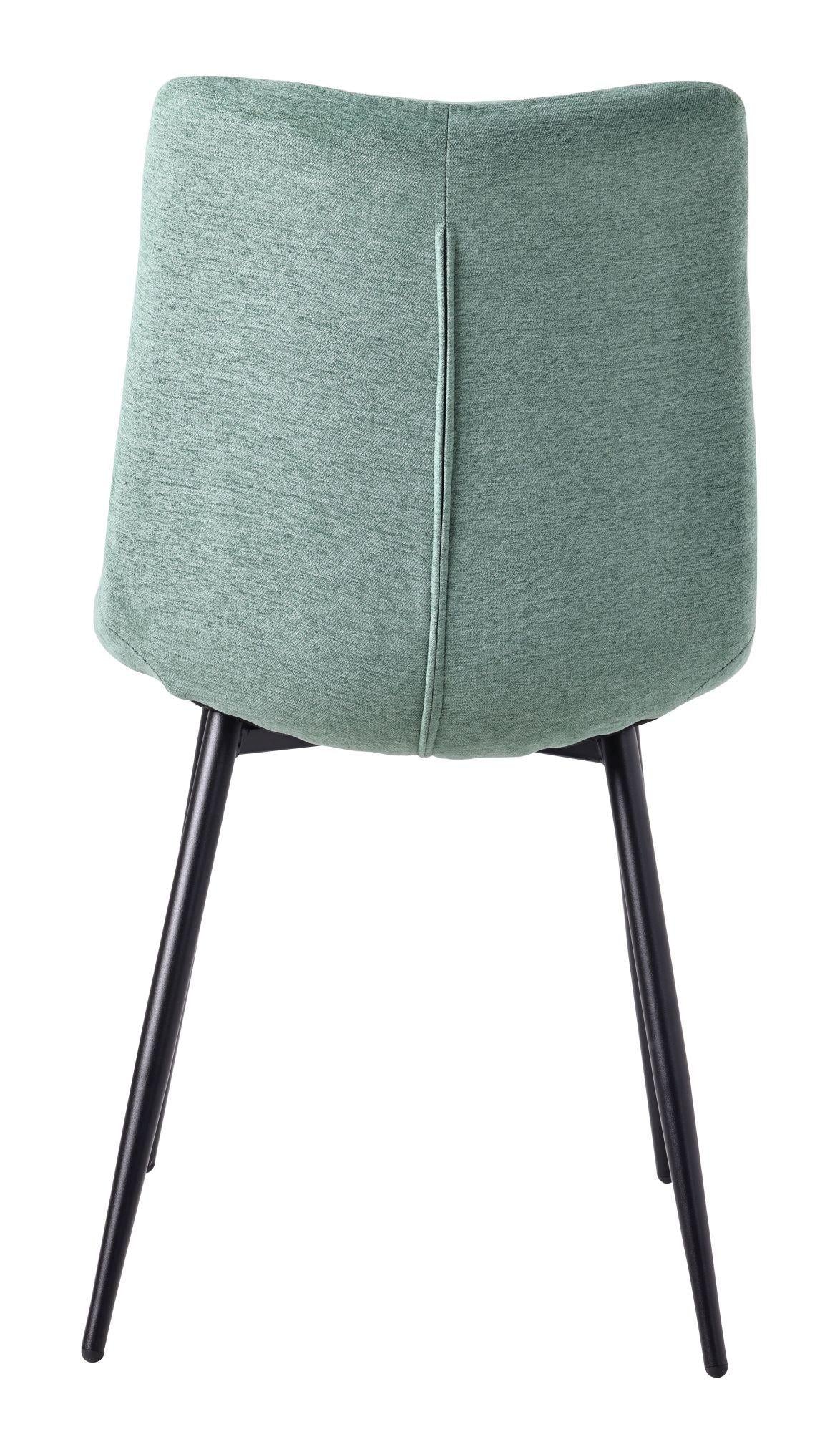 Elba Dining Chairs in Green Fabric and Black Metal Legs - Pair of 2