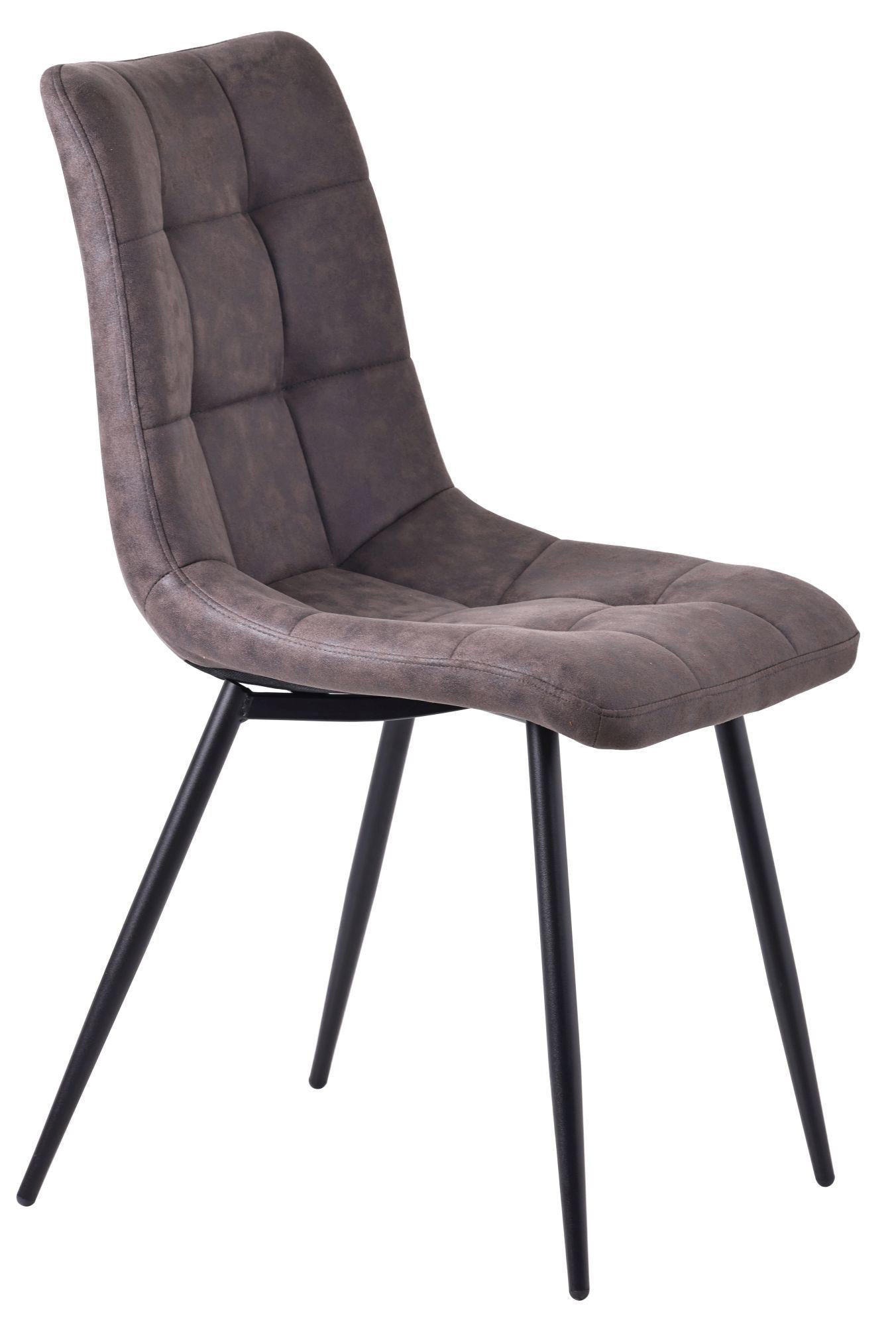 Elba Dining Chairs in Grey Leather Look Fabric and Black Metal Legs - Pair of 2