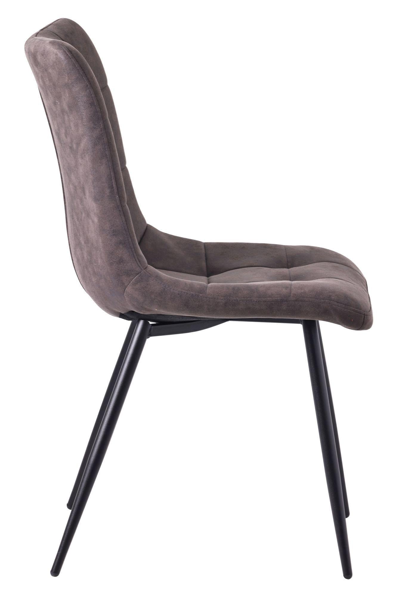 Elba Dining Chairs in Grey Leather Look Fabric and Black Metal Legs - Pair of 2