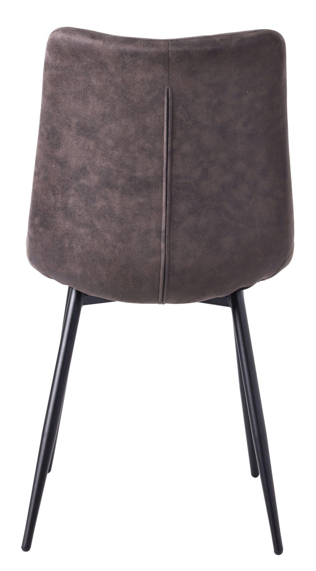 Elba Dining Chairs in Grey Leather Look Fabric and Black Metal Legs - Pair of 2